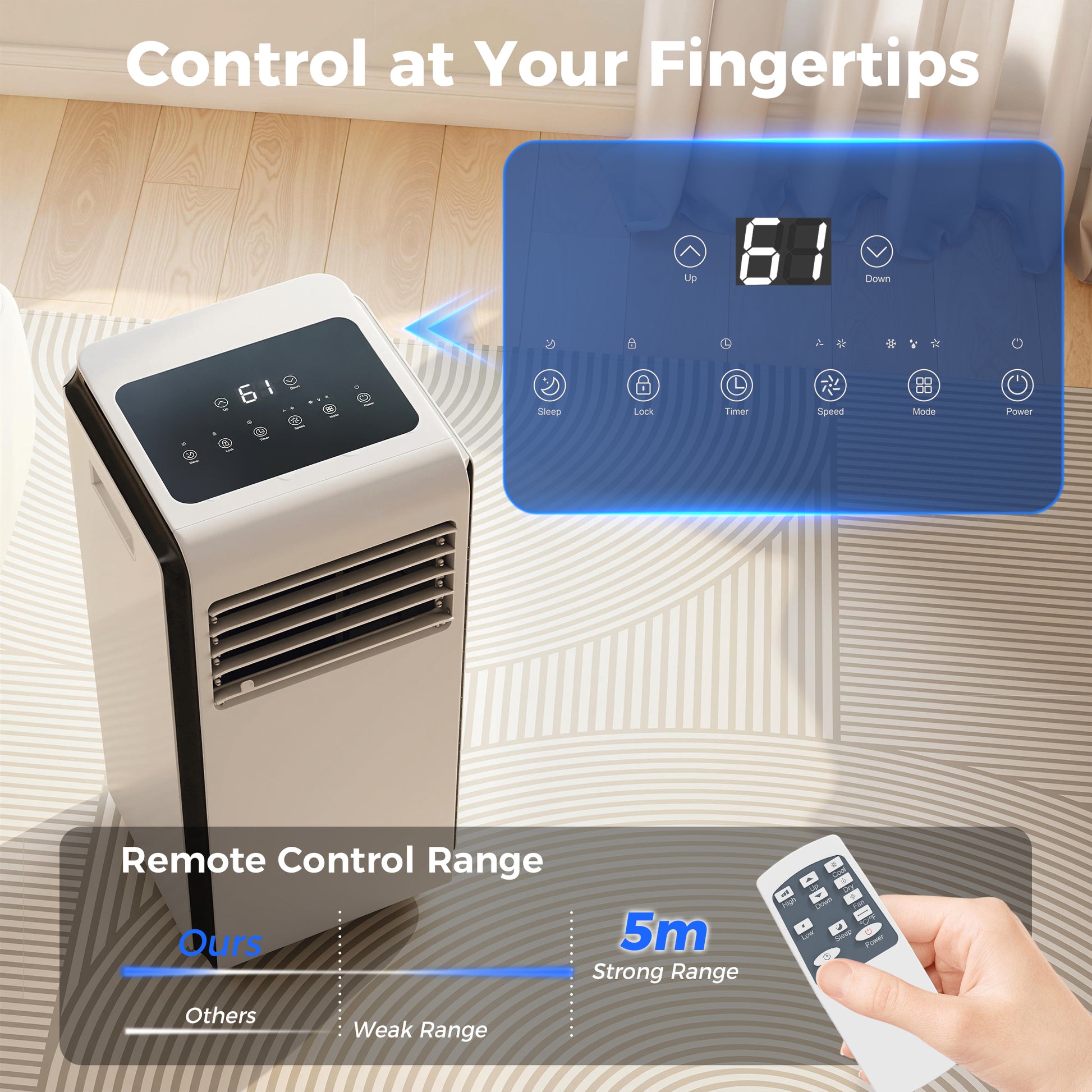 HOMCOM Portable Air Conditioner 9000 BTU, 4-in-1 Air Conditioning Unit with Cooling, Dehumidifier, Fan, Sleep Mode, White