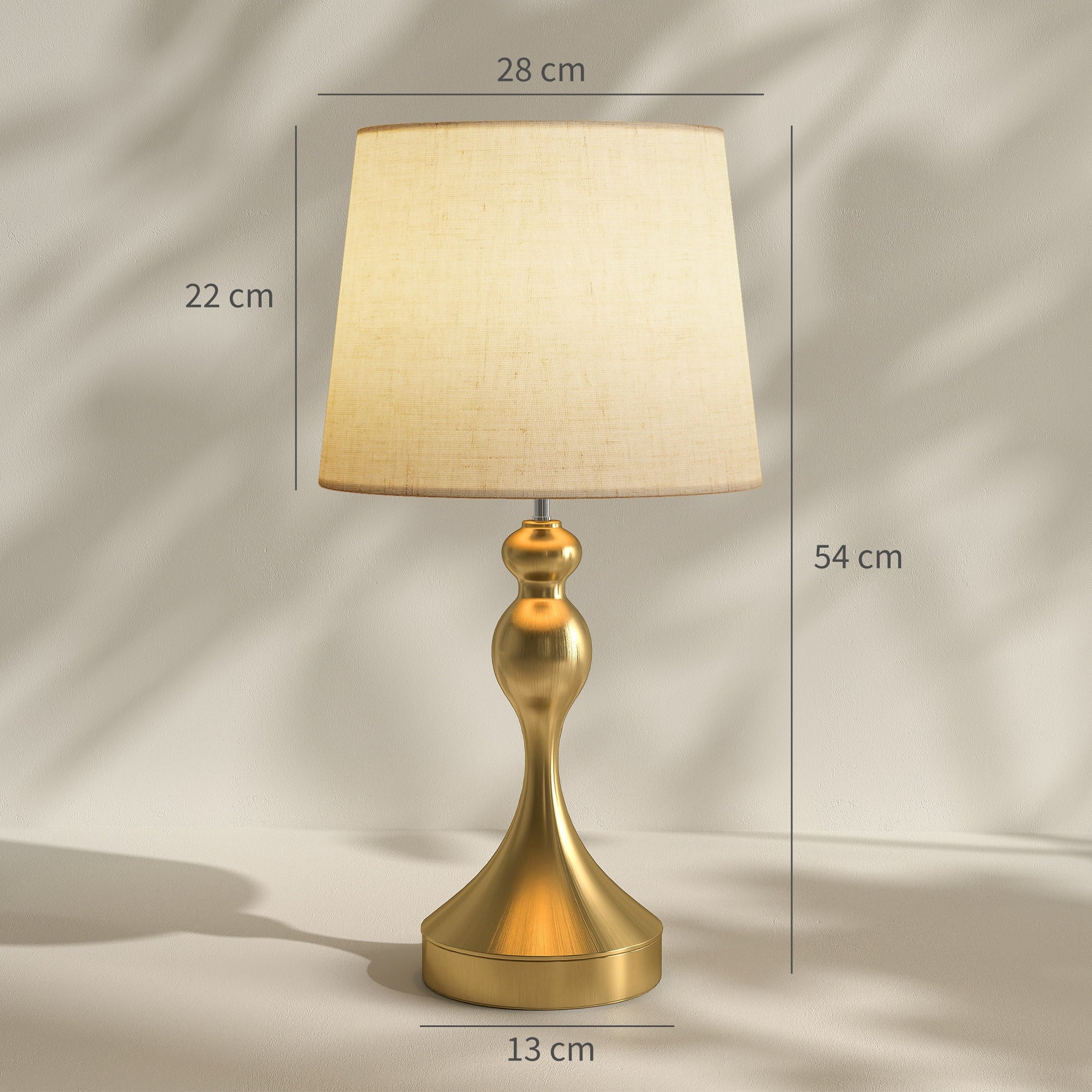 HOMCOM Set of Two Three-Colour Lamps, with USB Ports - Gold Tone