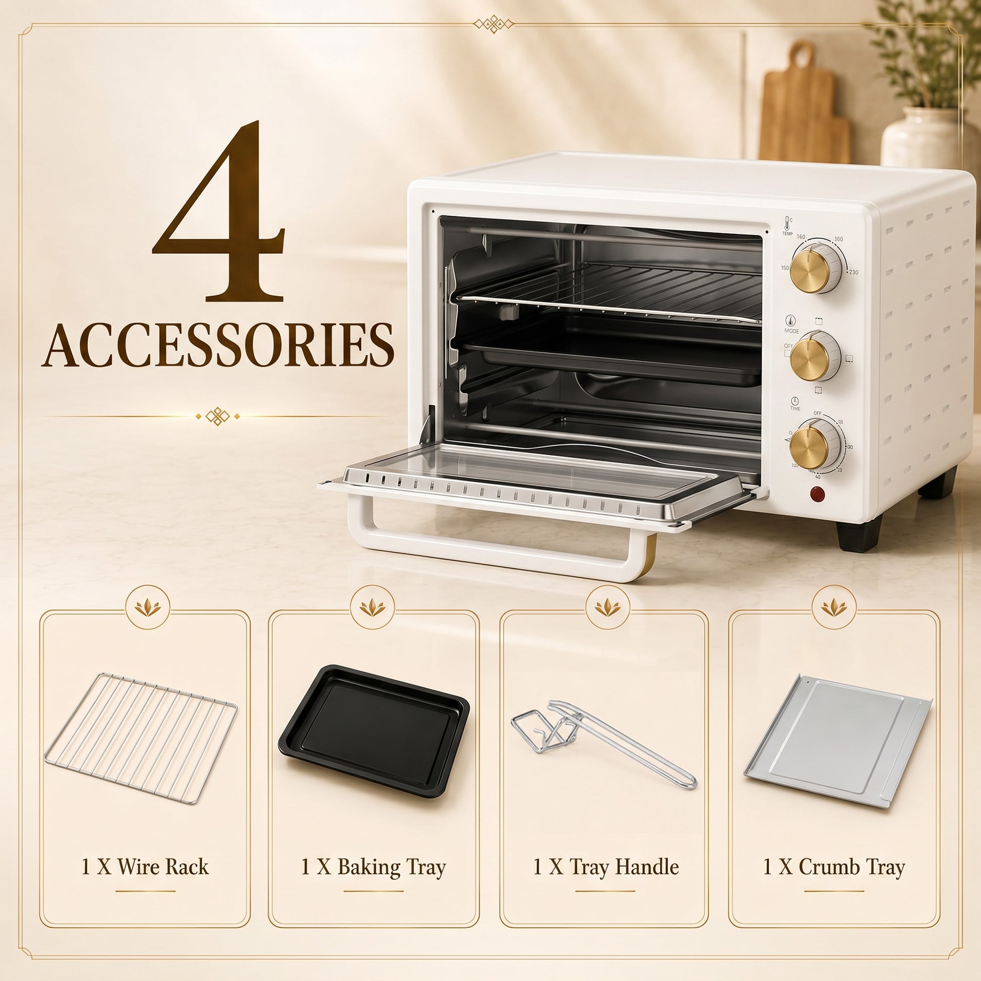 HOMCOM 21L Mini Countertop Oven, 100Â°C-230Â°C Adjustable Temperature, White