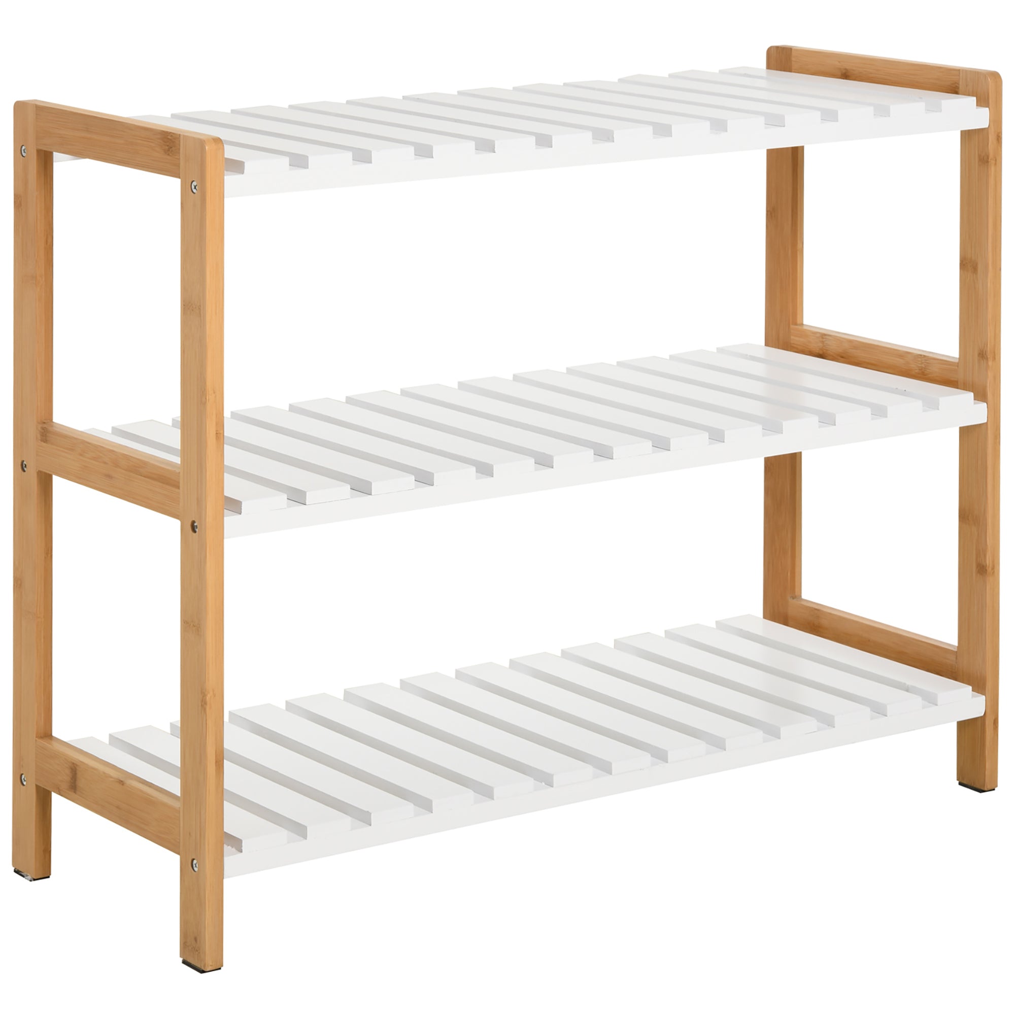 Liam Rack HOMCOM 3-Tier Shoe Rack Wood Frame Slatted Shelves Spacious Open Hygie ...