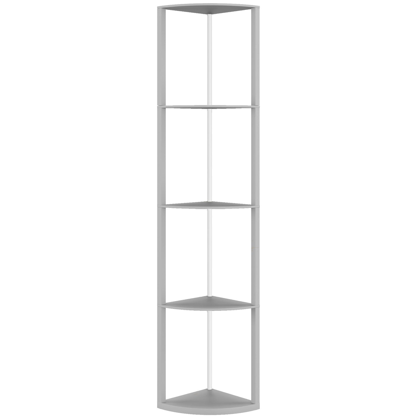 HOMCOM RGB LED Floor Lamp with Shelves, 4-Tier Dimmable Standing Lamp with Adjustable Brightness and Remote Control, Modern Corner Display Shelf Unit for Living Room Bedroom Office, Grey Default Title