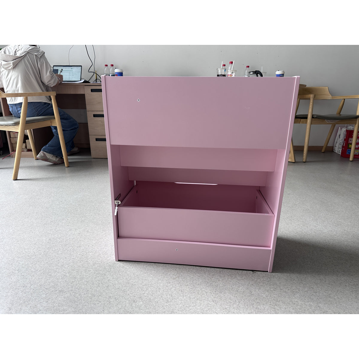 AIYAPLAY Kids Bookshelf, Montessori Inspired Childrens Bookcase with Moveable Drawer, 3-Tier Bookshelf for 3-8 Years, Pink