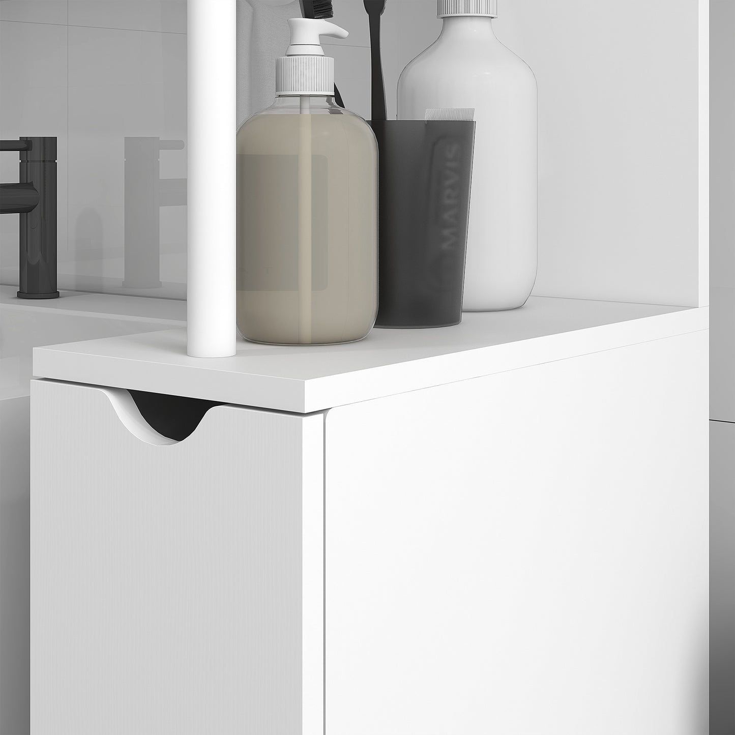 HOMCOM Slim Bathroom Storage Cabinet with Drawers, Tall Bathroom Cupboard with 2-Tier Shelf, White