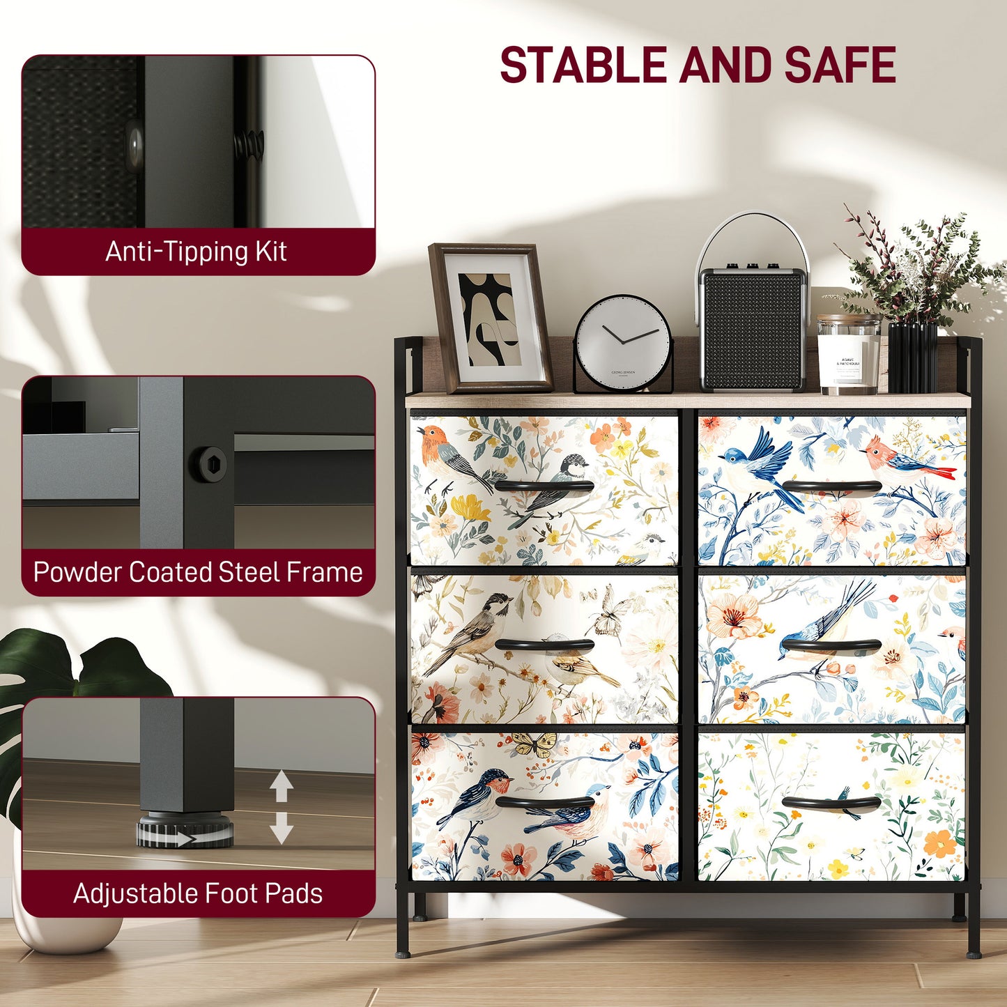 HOMCOM 6-Drawer Chest of Drawers - White