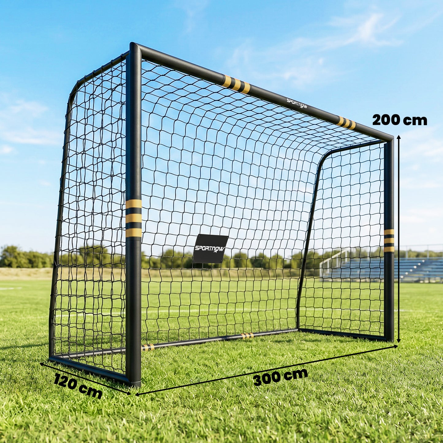 SPORTNOW Football Goal, 10 x 6.5ft Football Net with Ground Stakes, EPE Foam Padding and Metal Frame, Easy Assembly, Yellow