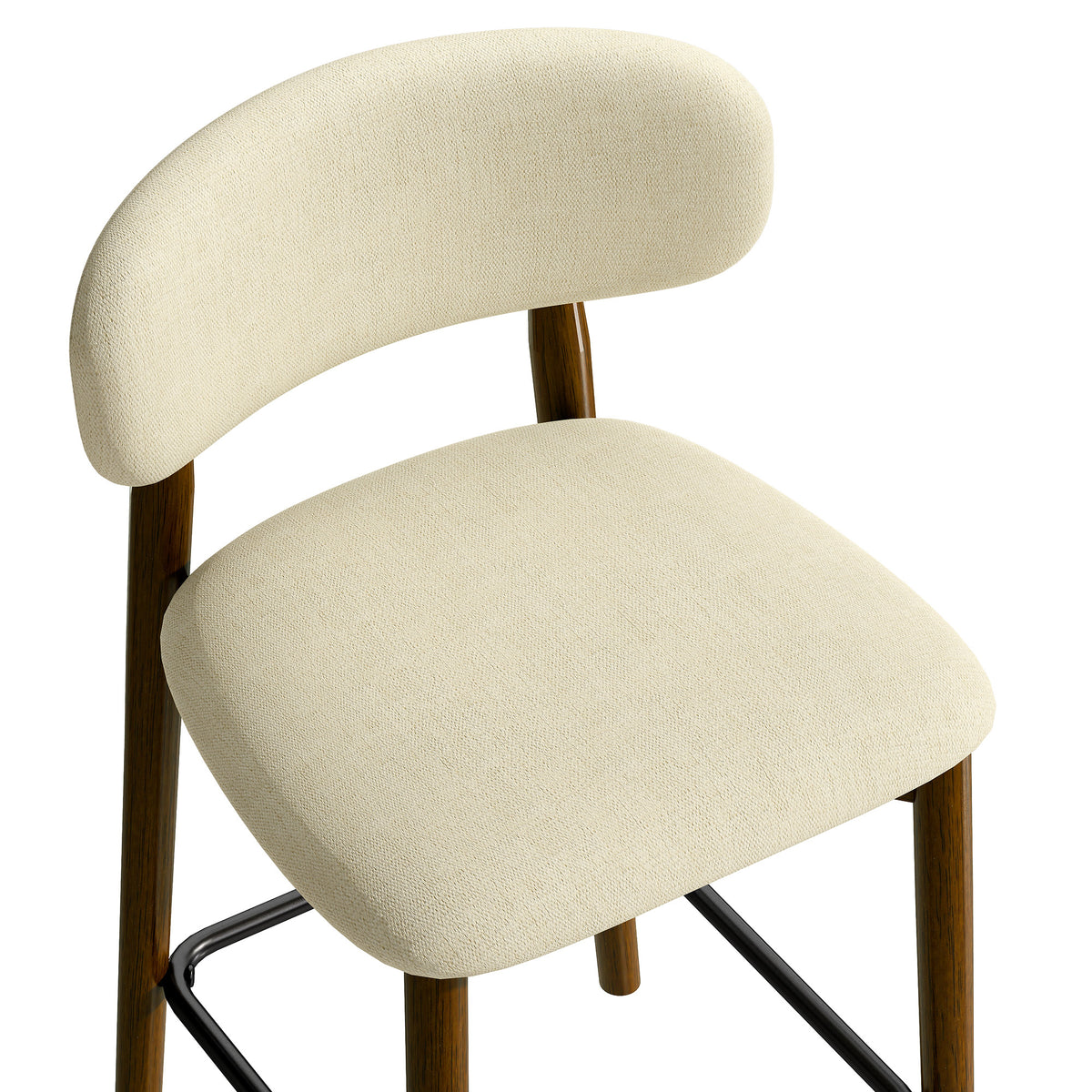 HOMCOM Bar Stools Curved Open Back Padded Seat Footrest Set of 2 for Kitchen Beige