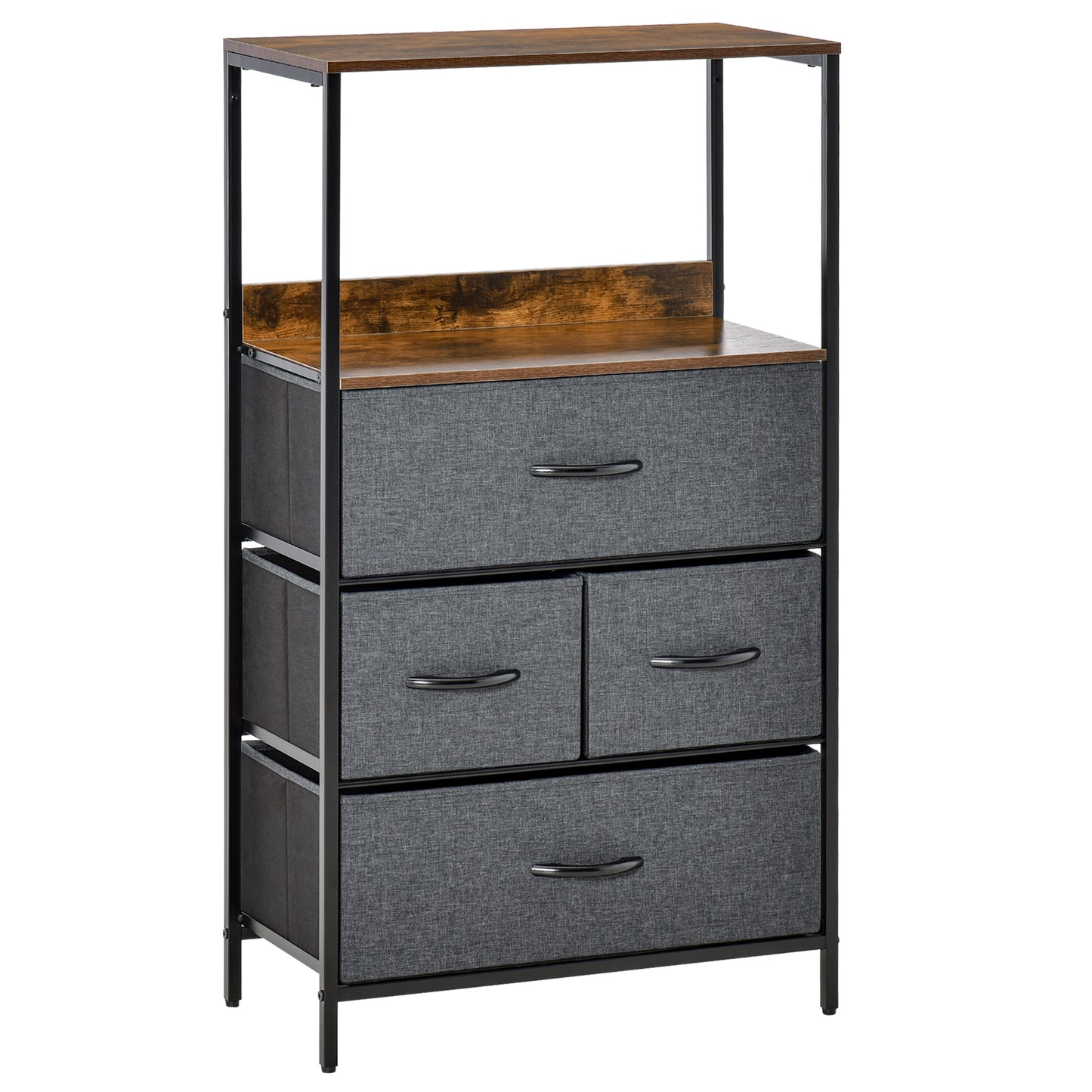 HOMCOM 4 Drawer Storage Chest Unit Home Cabinet w/ Shelves for Living Room Bedroom Entryway Living Furniture, Black