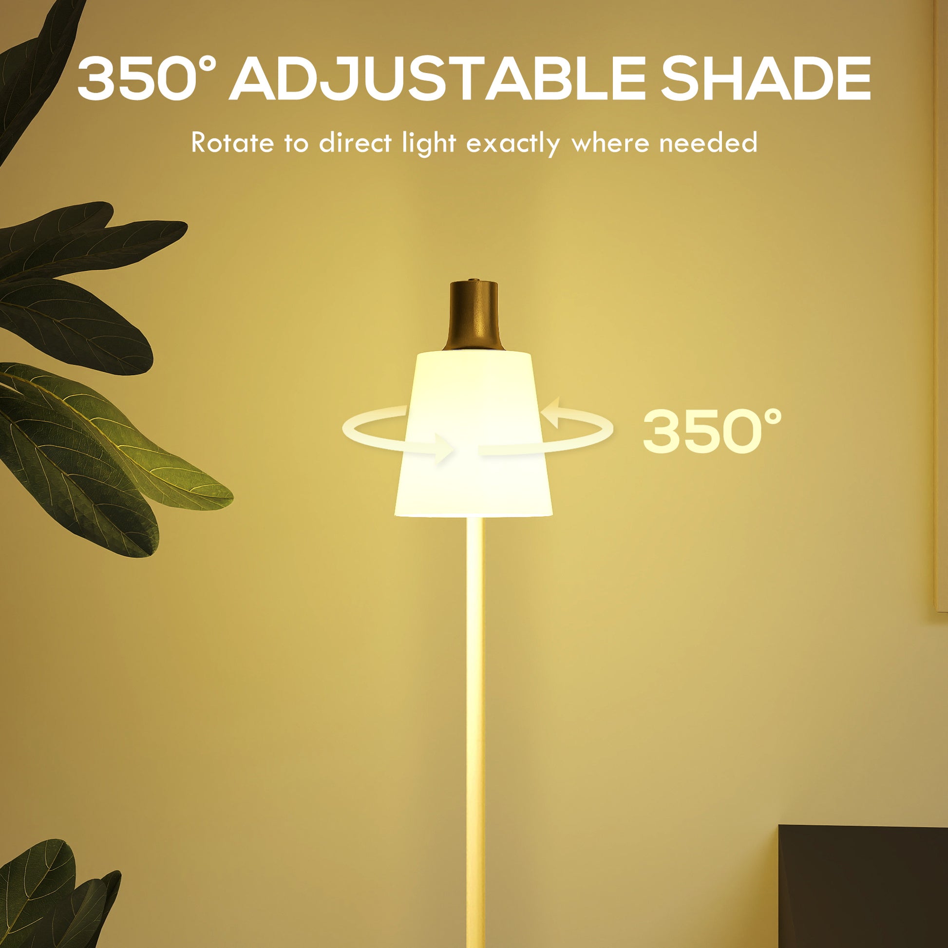 HOMCOM Modern Standing Lamp, Floor Lamp with 350Â° Rotatable Head for Living Room, White