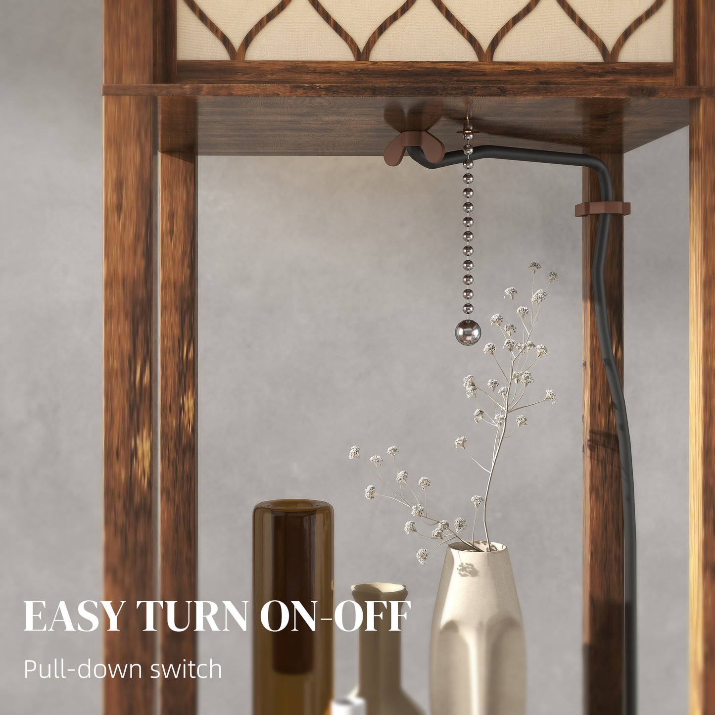 HOMCOM Three-Shelf Standing Lamp - Rustic Brown/White