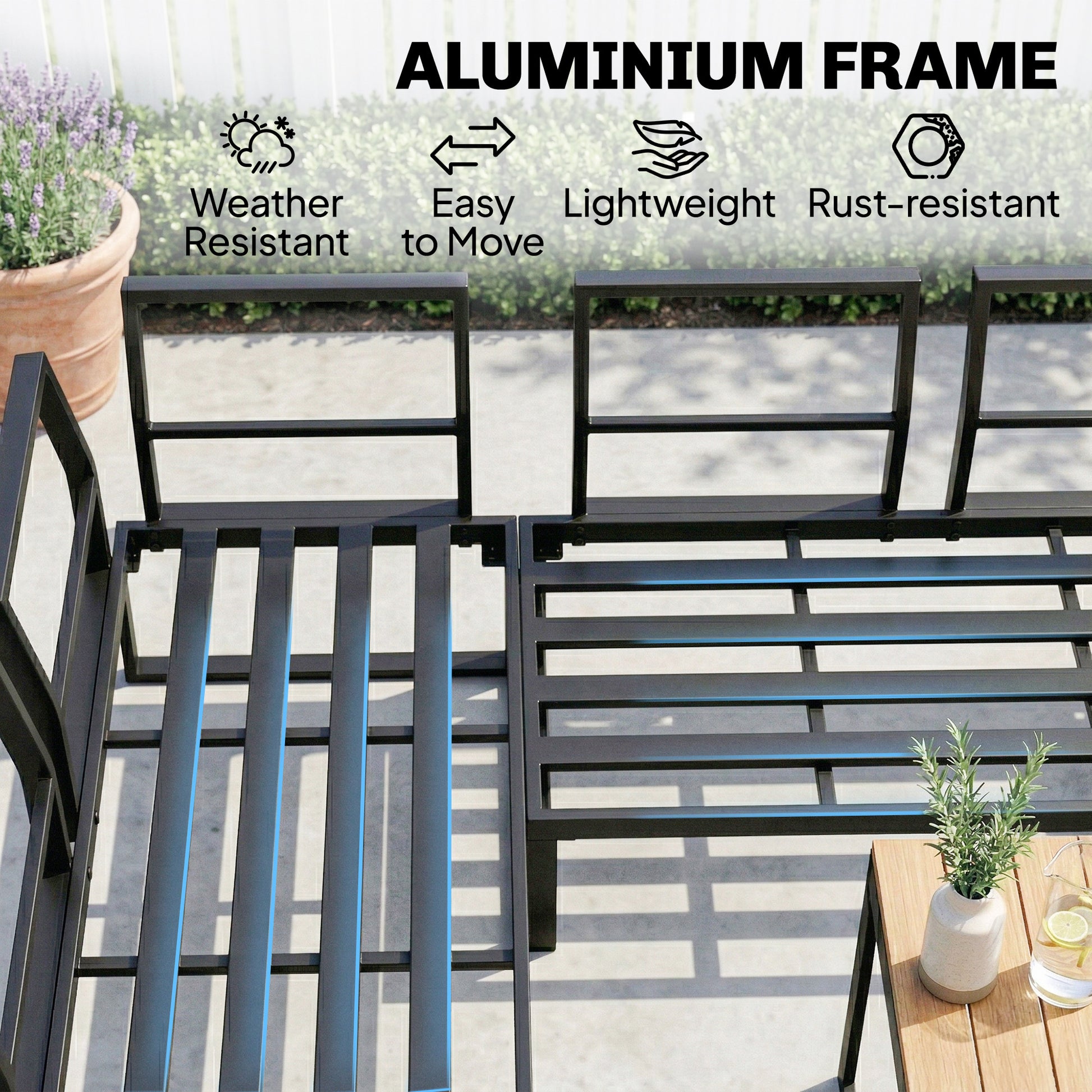 Outsunny Patio Furniture Set Modular Garden Sofa Set 6 Pieces with Dining Table for Outdoor Patio Grey