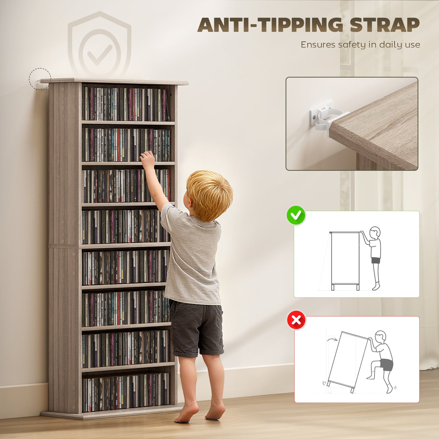 HOMCOM 360 CD Storage Unit - Natural Wood Finish