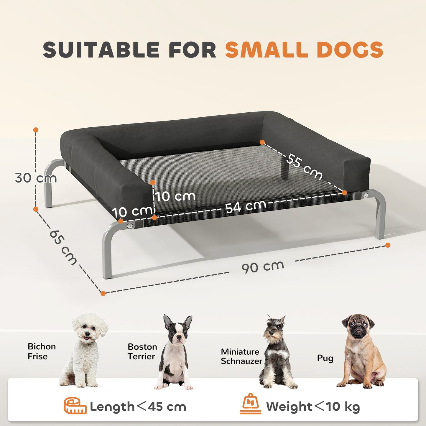  this raised dog bed's middle mesh design offers excellent air circulation