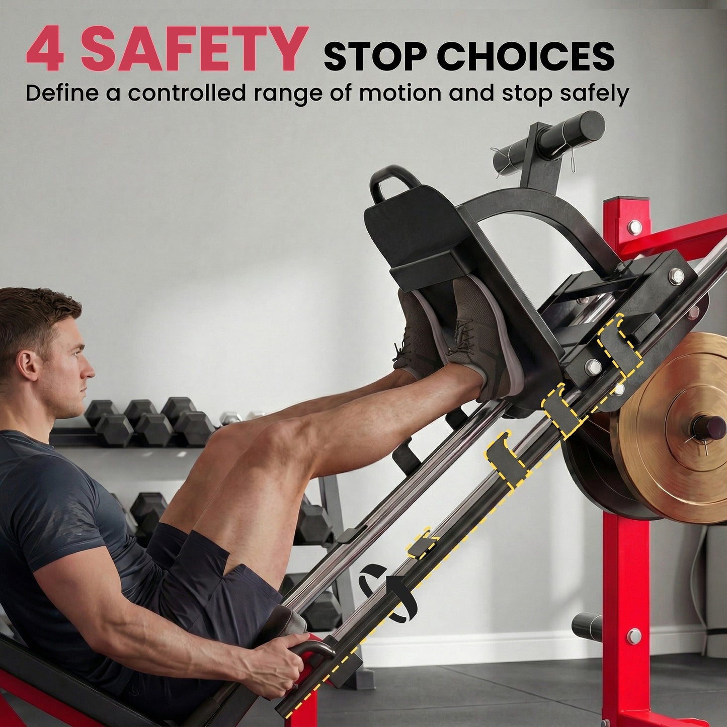 SPORTNOW Leg Press Machine with Wheels and Calf Block, Adjustable Squat Machine for Home Gym, 455KG Capacity