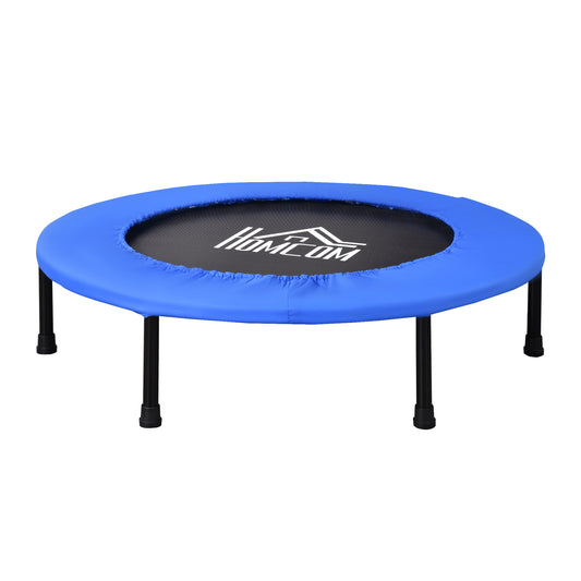 HOMCOM 36" Mini Fitness Trampoline Home Gym Yoga Exercise Rebounder Indoor Outdoor Jumper with Safety Pad, Support Up to 100 KG, Blue and Black