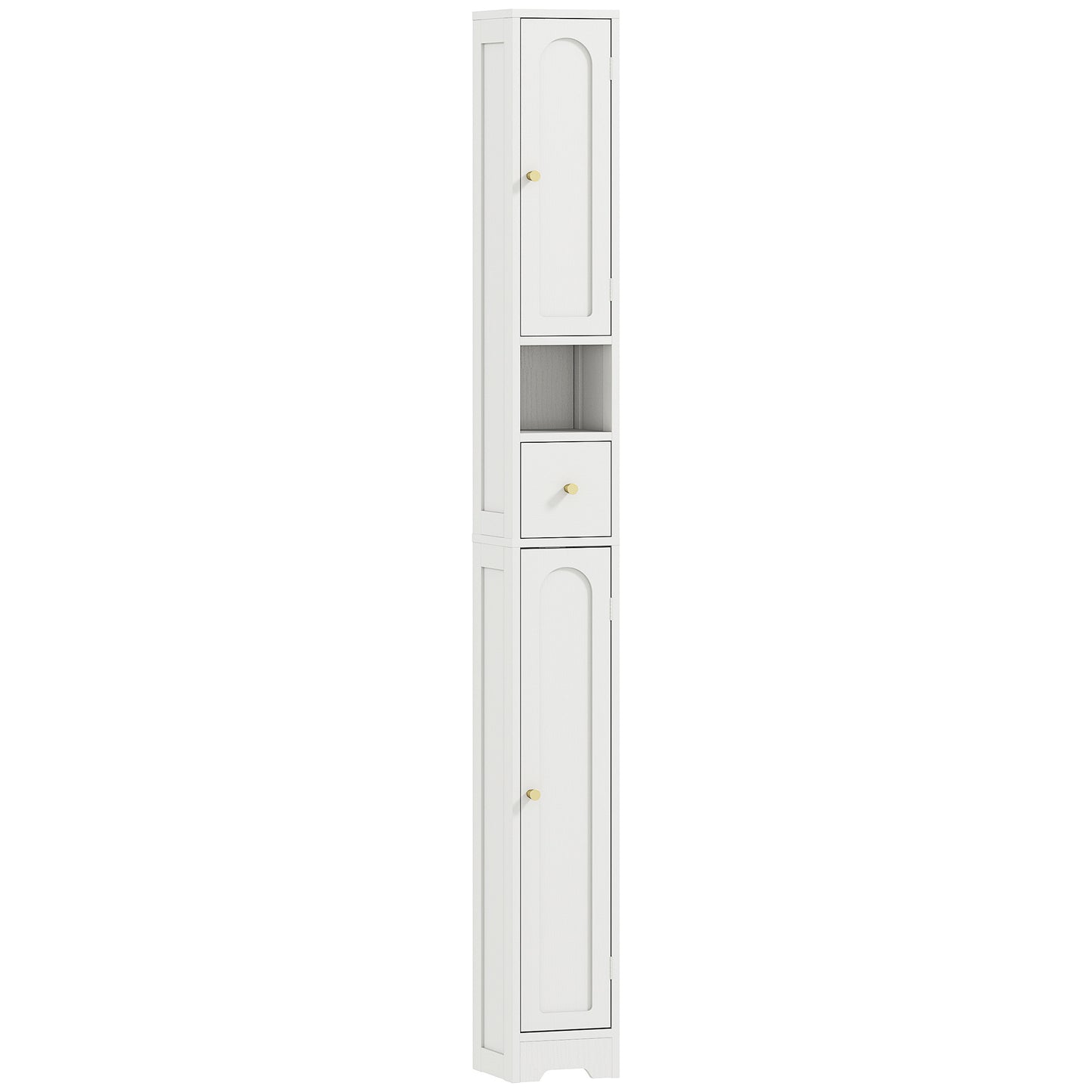 HOMCOM 185 cm Tall Bathroom Cabinet with Arched Doors - White Default Title