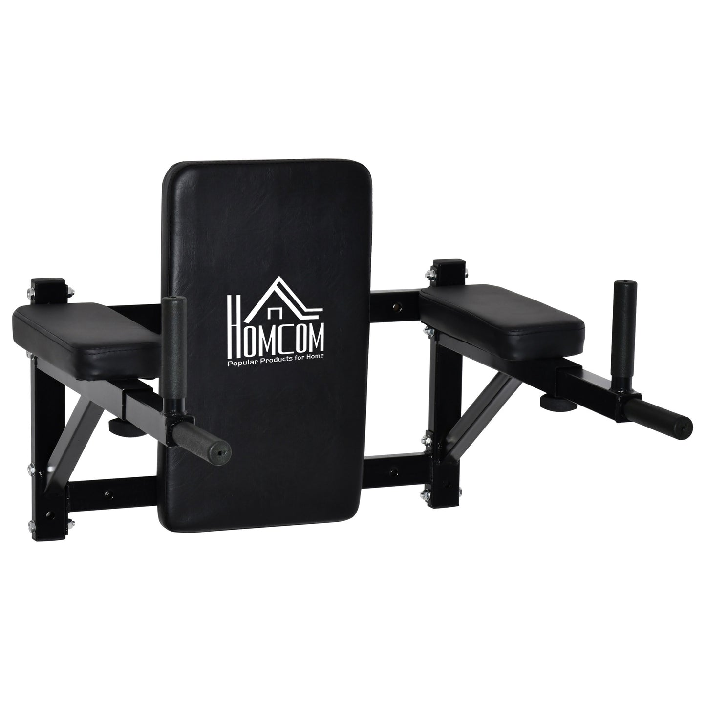 HOMCOM Wall Mounted Dip Station Knee Leg Raise Chin Up Pull Up Rack Home Gym Fitness Exercise Workout Bars New Default Title
