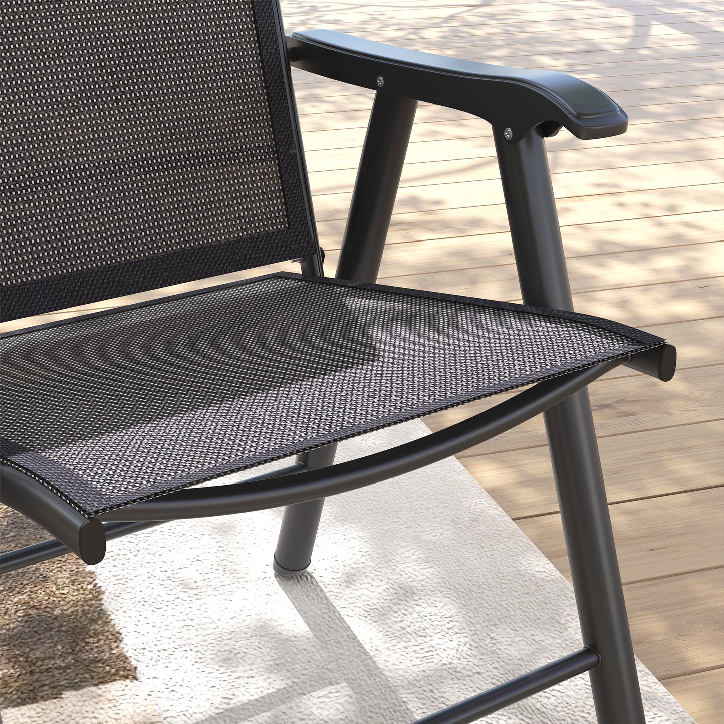 Outsunny Set of Four Folding Garden Chairs - Charcoal Grey