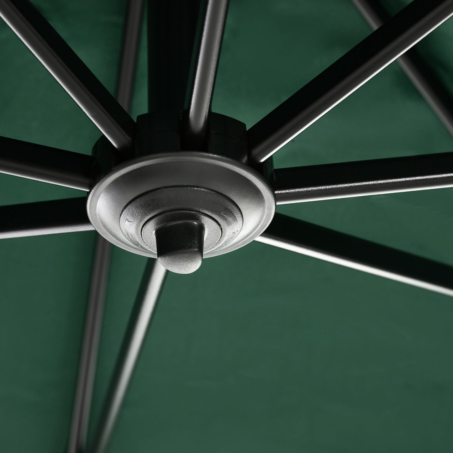 Outsunny Square Umbrella Parasol W/360Â° Rotation, 245Lx245Wx248H cm-Green