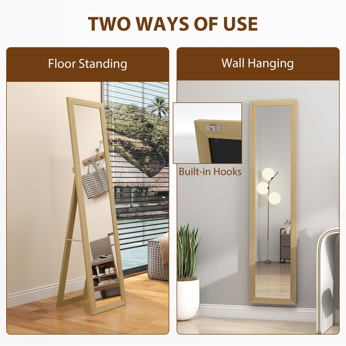 HOMCOM 37 x 157 cm Full Length Mirror - Natural