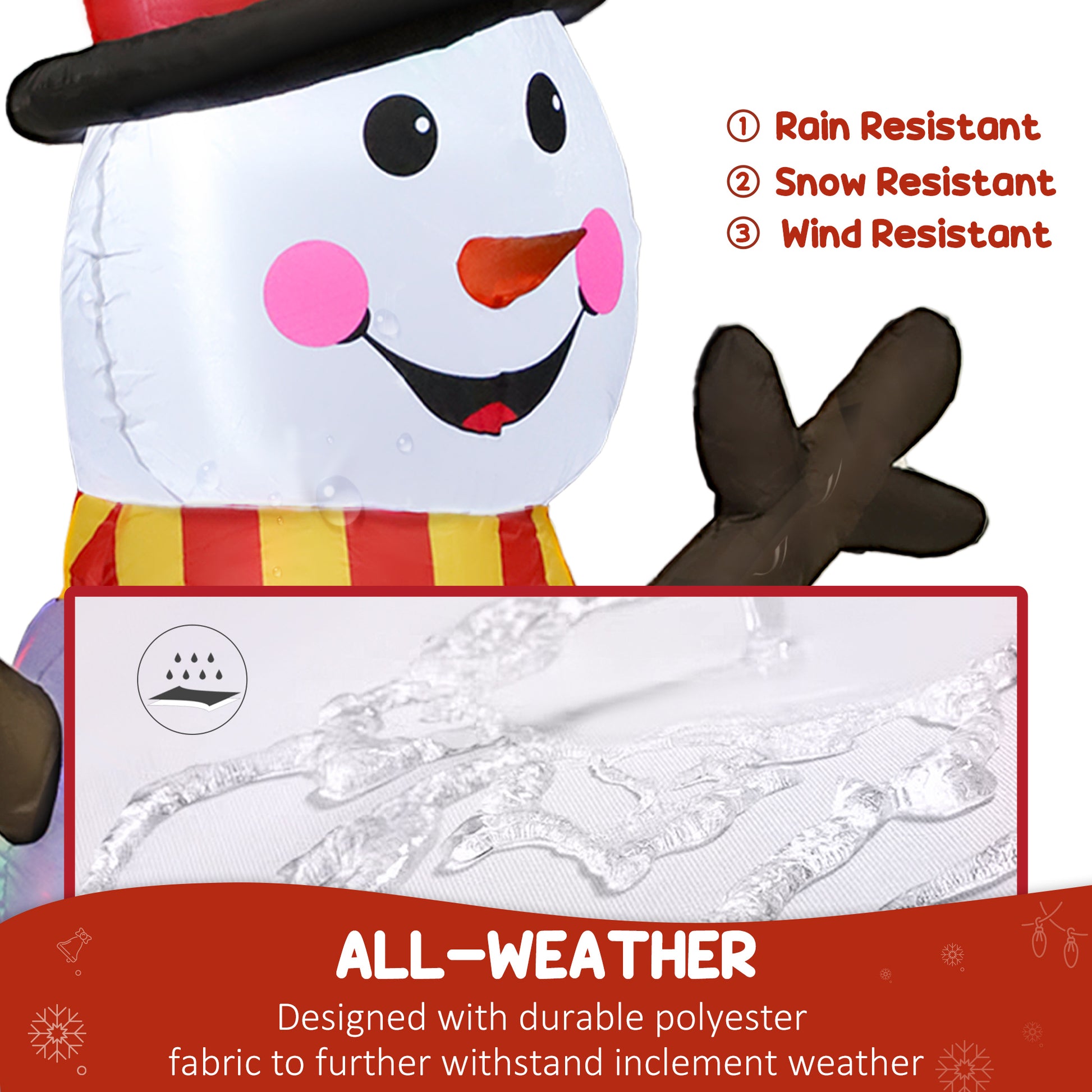 Outsunny 6FT Christmas Inflatables Snowman & Penguins with Built-in LED Lights and Flashing Projector Light, Blow Up Christmas Inflatable Decoration for Indoor Outdoor Decor, Garden
