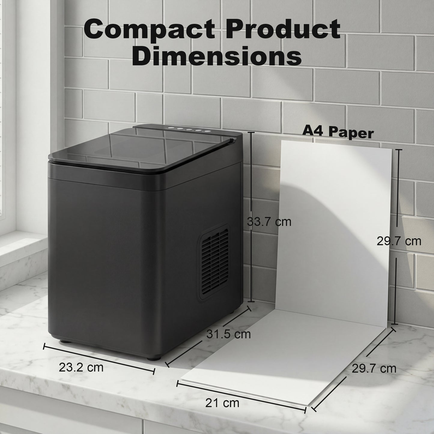 HOMCOM Countertop Ice Maker Machine Self-Cleaning Compact Ice Machine with Ice Scoop and Basket Black