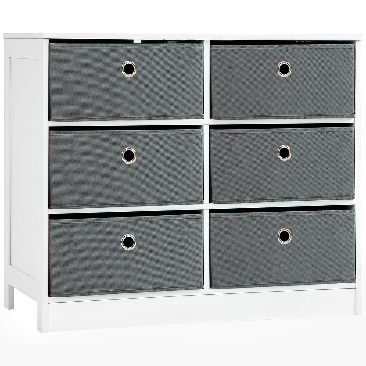 HOMCOM Chests of Drawer, Fabric Dresser Storage Cabinet with 6 Drawers for Bedroom, Living Room and Hallway, White and Grey Default Title