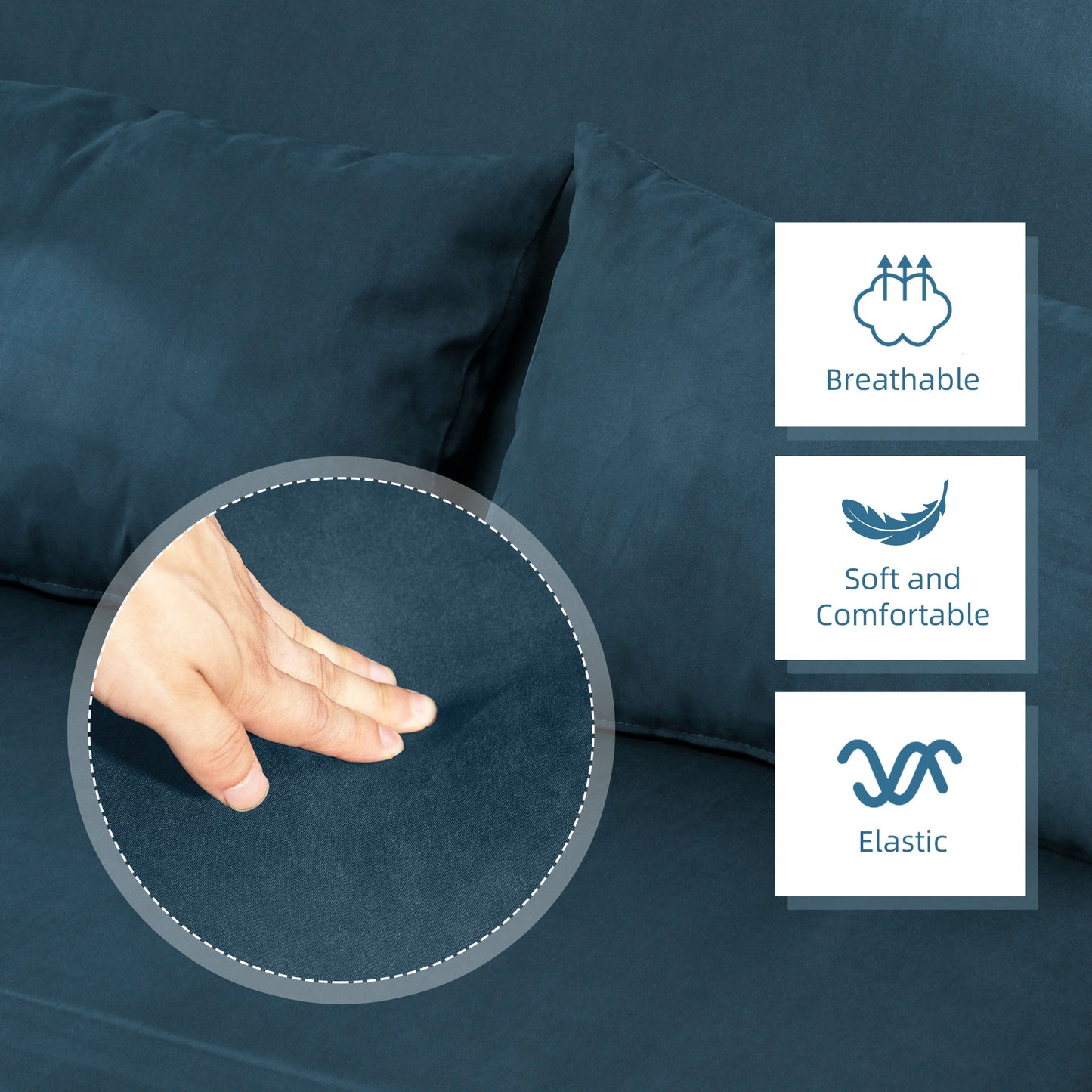 HOMCOM Two-Seater Click-Clack Sofa Bed - Navy Blue