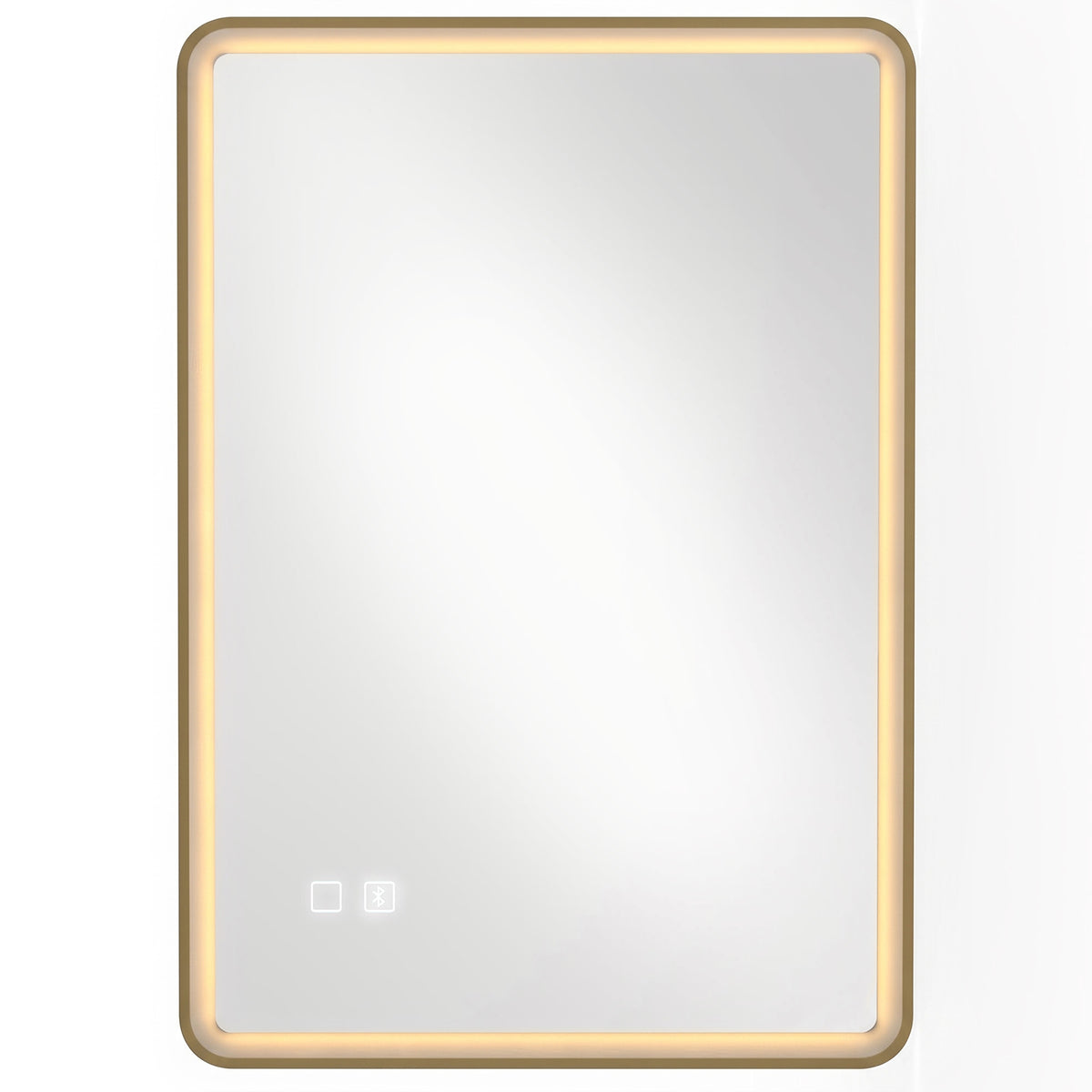 HOMCOM Bathroom Mirror with LED Lights, 100x70cm Rectangle Bathroom Mirror, Dimmable, Bluetooth, Anti-Fog, Gold Tone