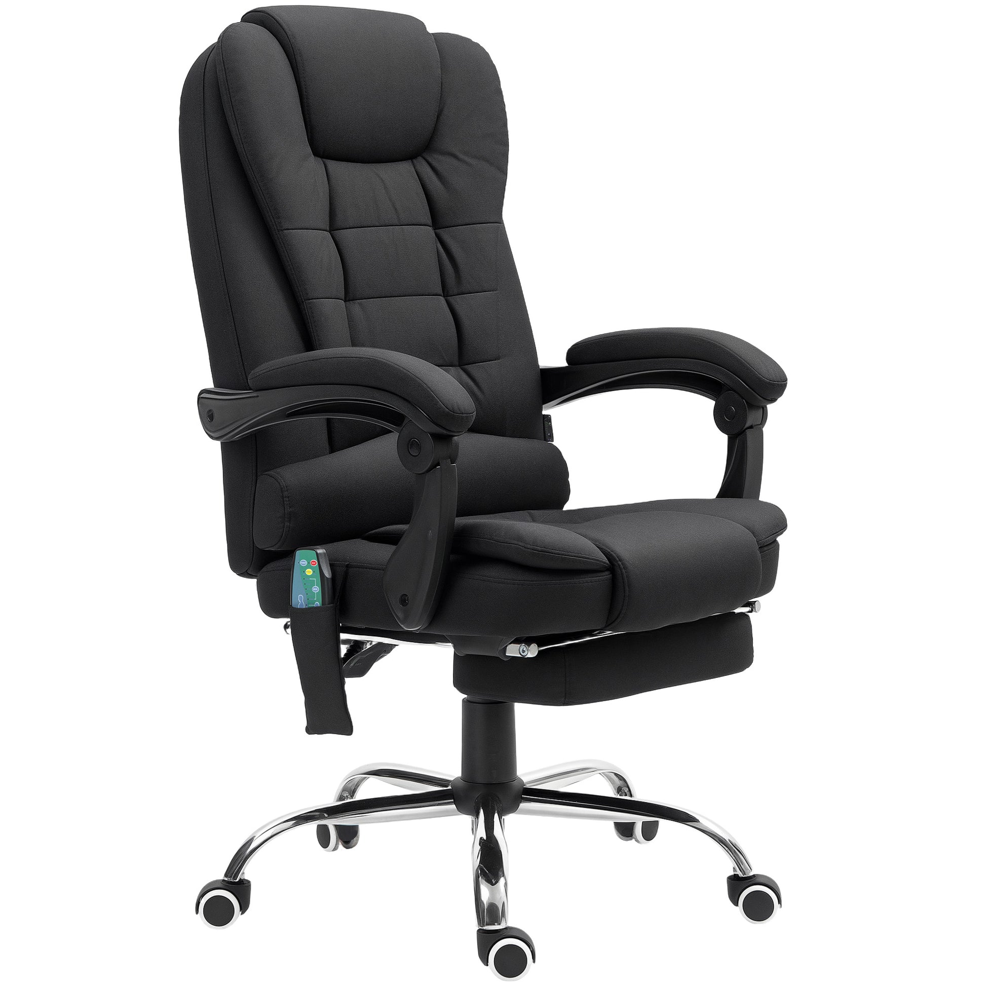 Vinsetto Office Chair with 6 Point Massage and Back Heat, Microfibre Desk Chair with Footrest Adjustable Height and Swivel Wheels, Back Reclining, Full Black Default Title