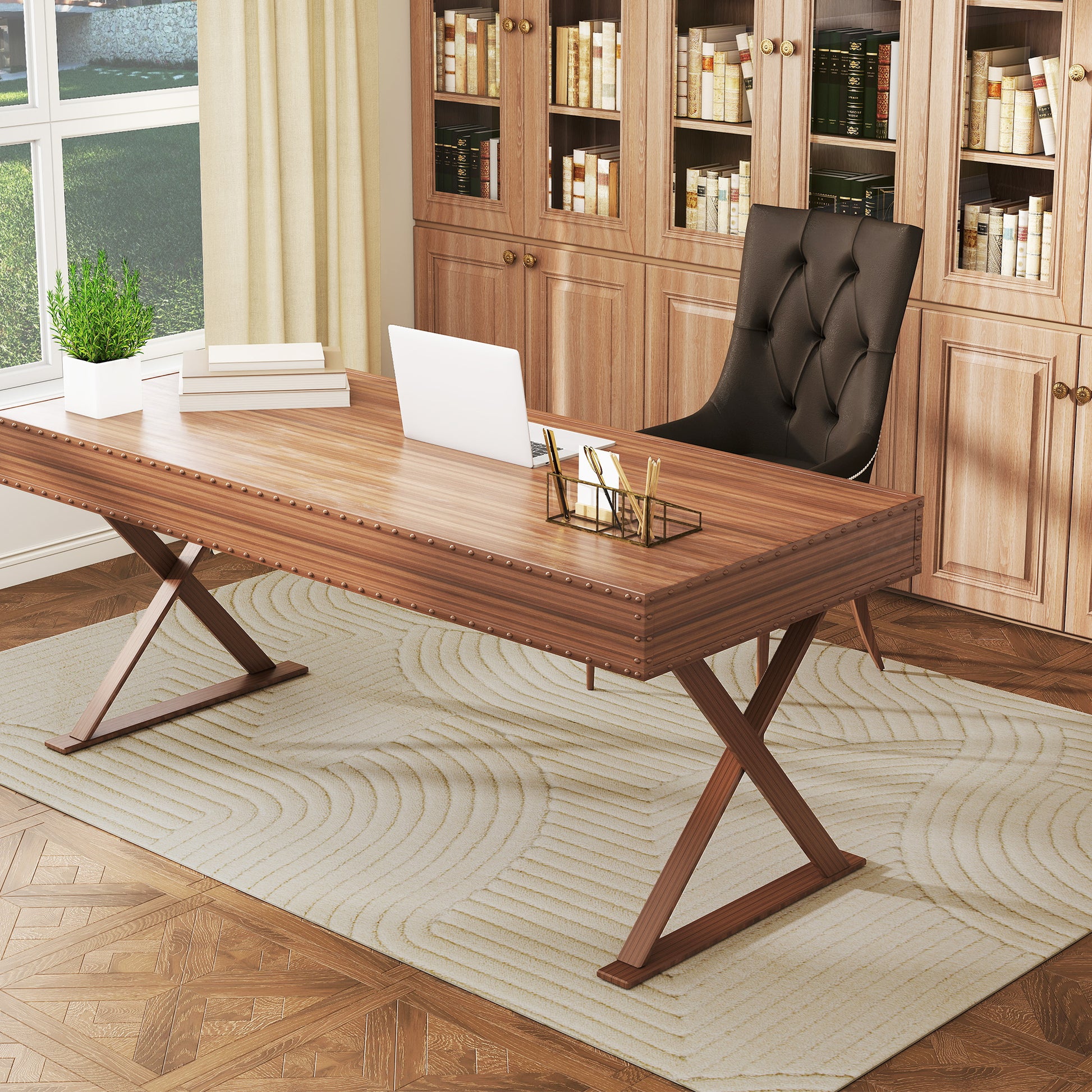 HOMCOM Modern Geometric Rug, Thick & Plush, Non-Slip, 230 x 160 cm, Cream, Living Room, Bedroom, Office