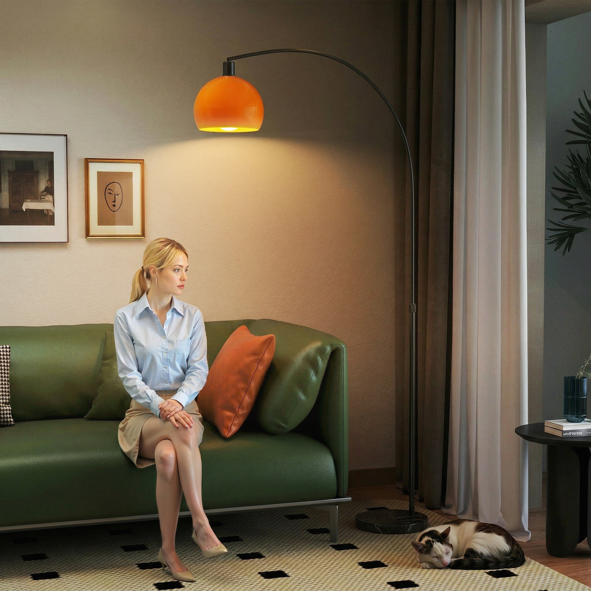 HOMCOM Floor Lamp for Living Room, Modern Standing Lamp with Shade & Foot Switch for Bedroom, Office, Black