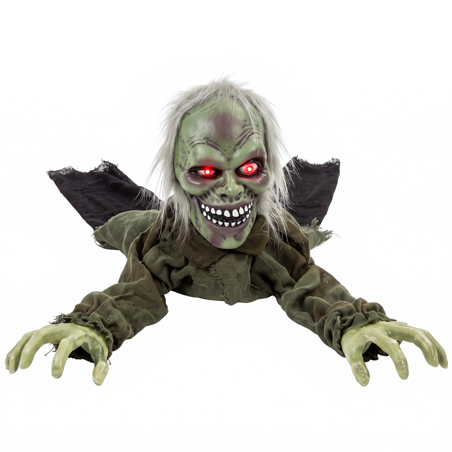 HOMCOM Halloween Decoration Halloween Animatronic Crawling Zombie with Light-Up Eyes and Creepy Sound
