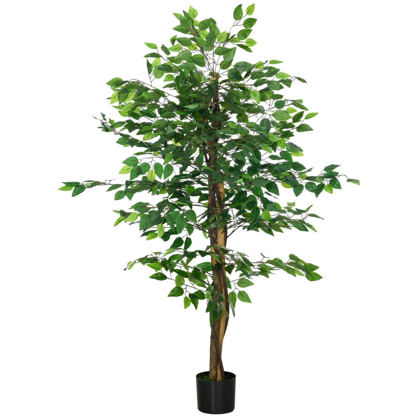 HOMCOM Artificial Ficus Tree, with Weighted Plant Pot - Green Default Title