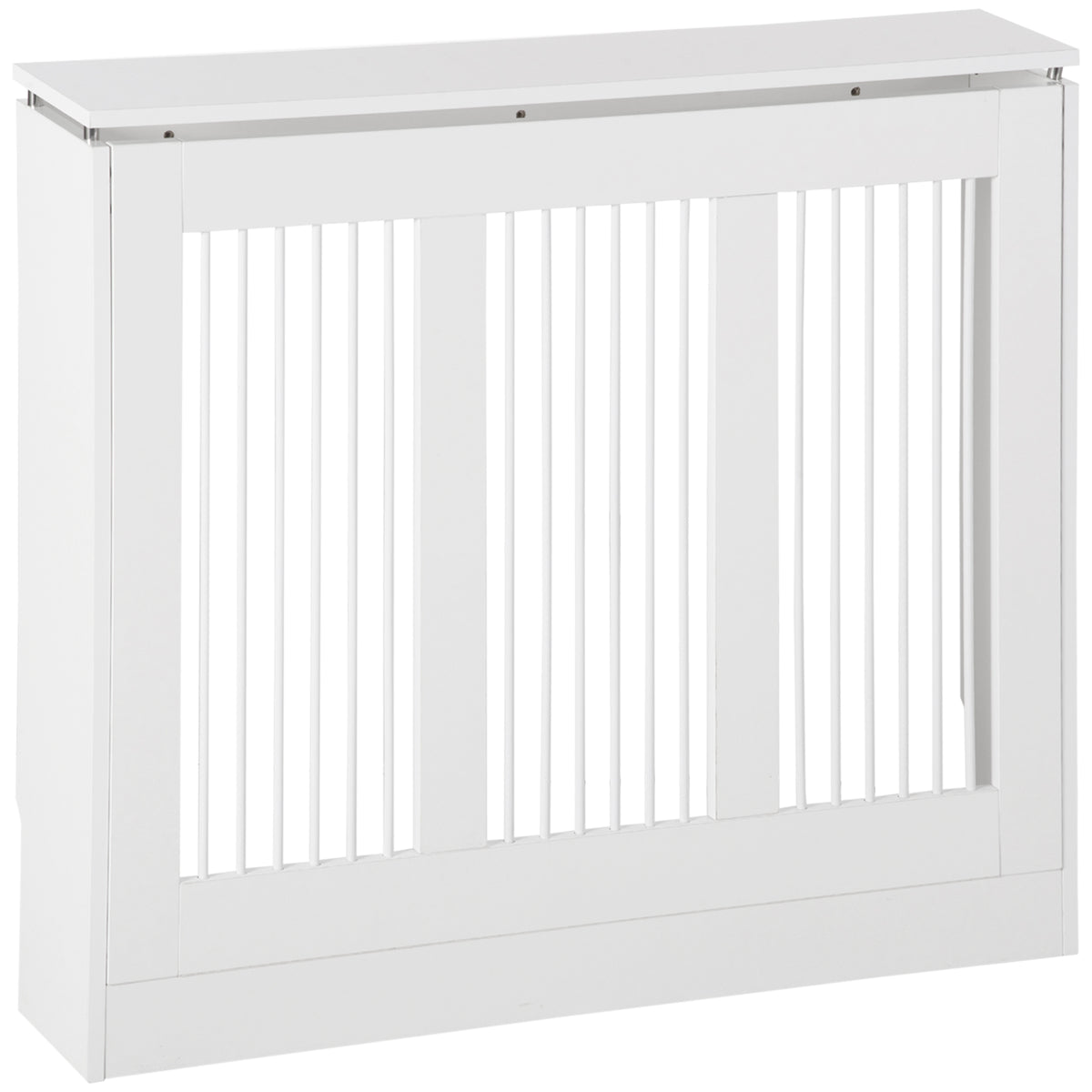 HOMCOM Radiator Cover Vertical Slatted Grille Heater Cover Top Shelf MDF Steel for Heat Circulation 90 x 18 x 84 cm White Default Title