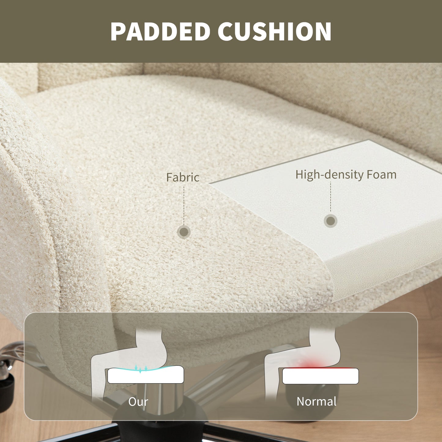 HOMCOM Snow Flannel Office Chair - Beige