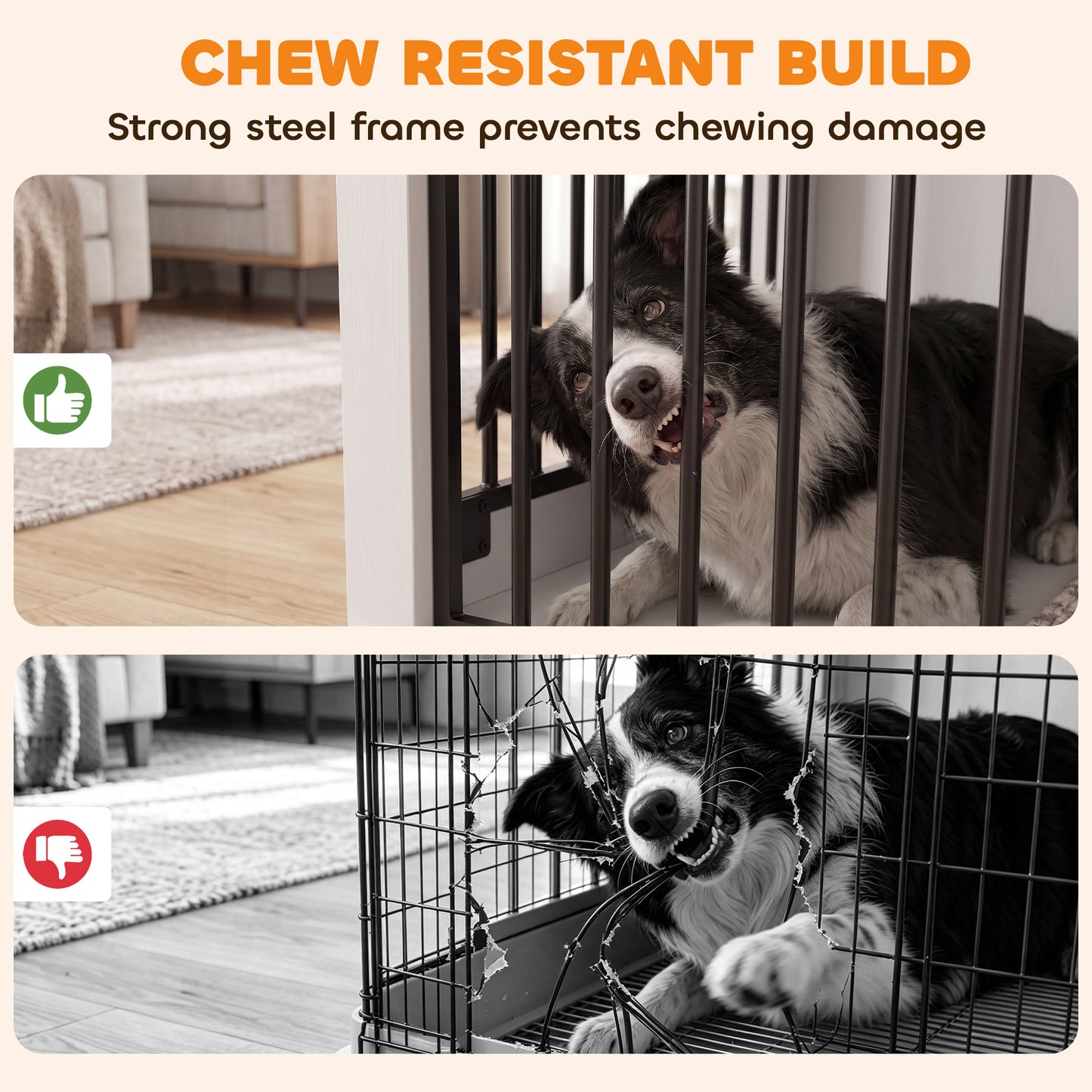 PawHut 100 cm Large Dog Crate Furniture with Sliding Barn Door for Large Dogs, White