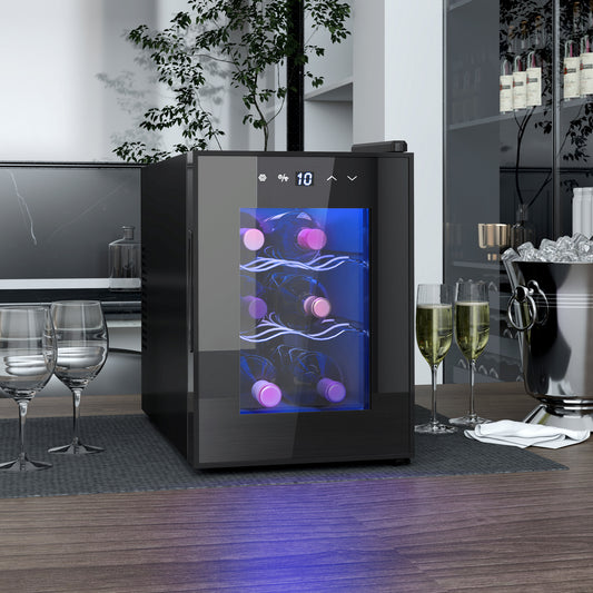 HOMCOM Six Bottle 8-18â„ƒ Countertop Wine Fridge - Black