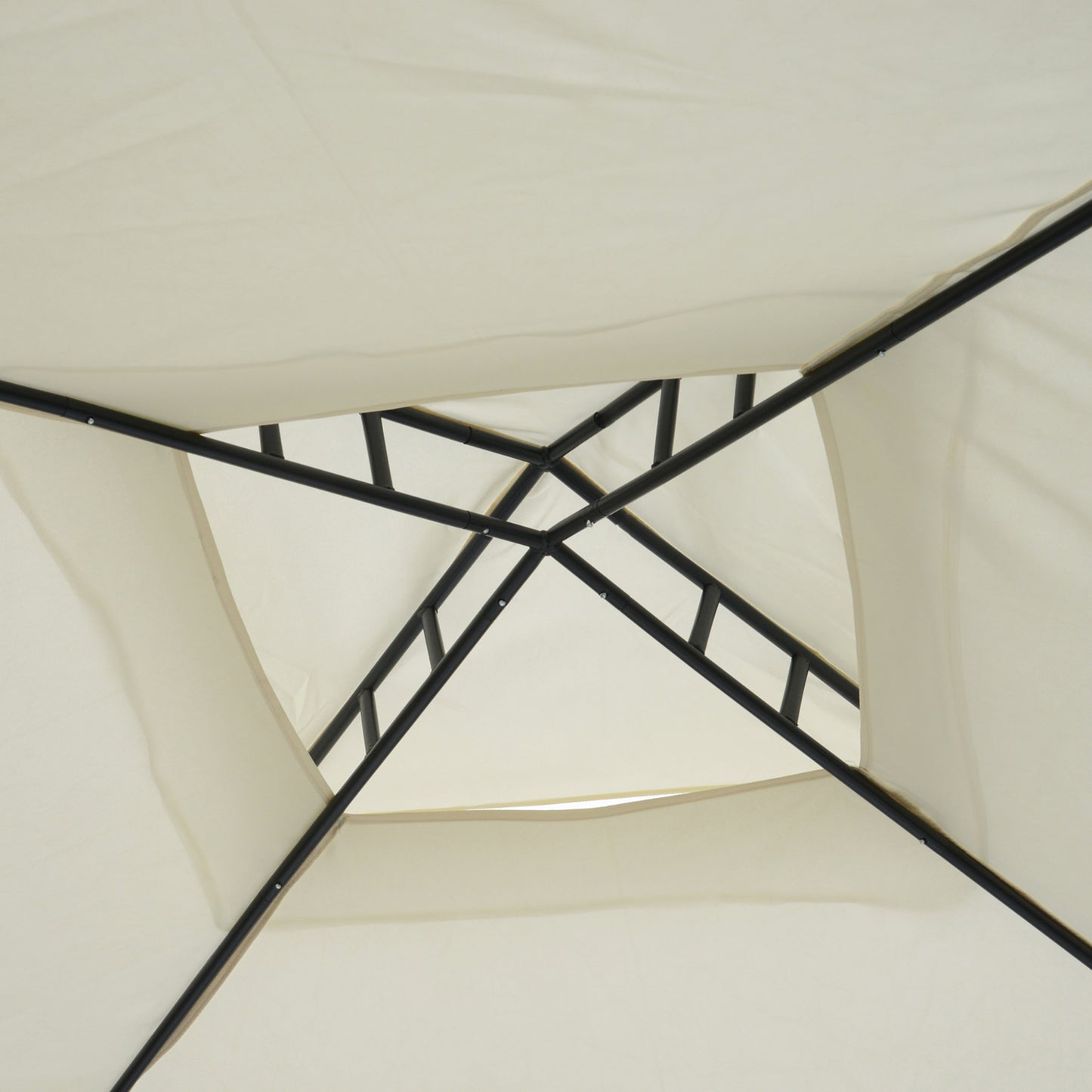 Outsunny 3 x 3 m Metal Gazebo, Garden Pavillion, DoubleÂ Roof Outdoor Canopy Shelter with Mesh Sidewalls, Cream White