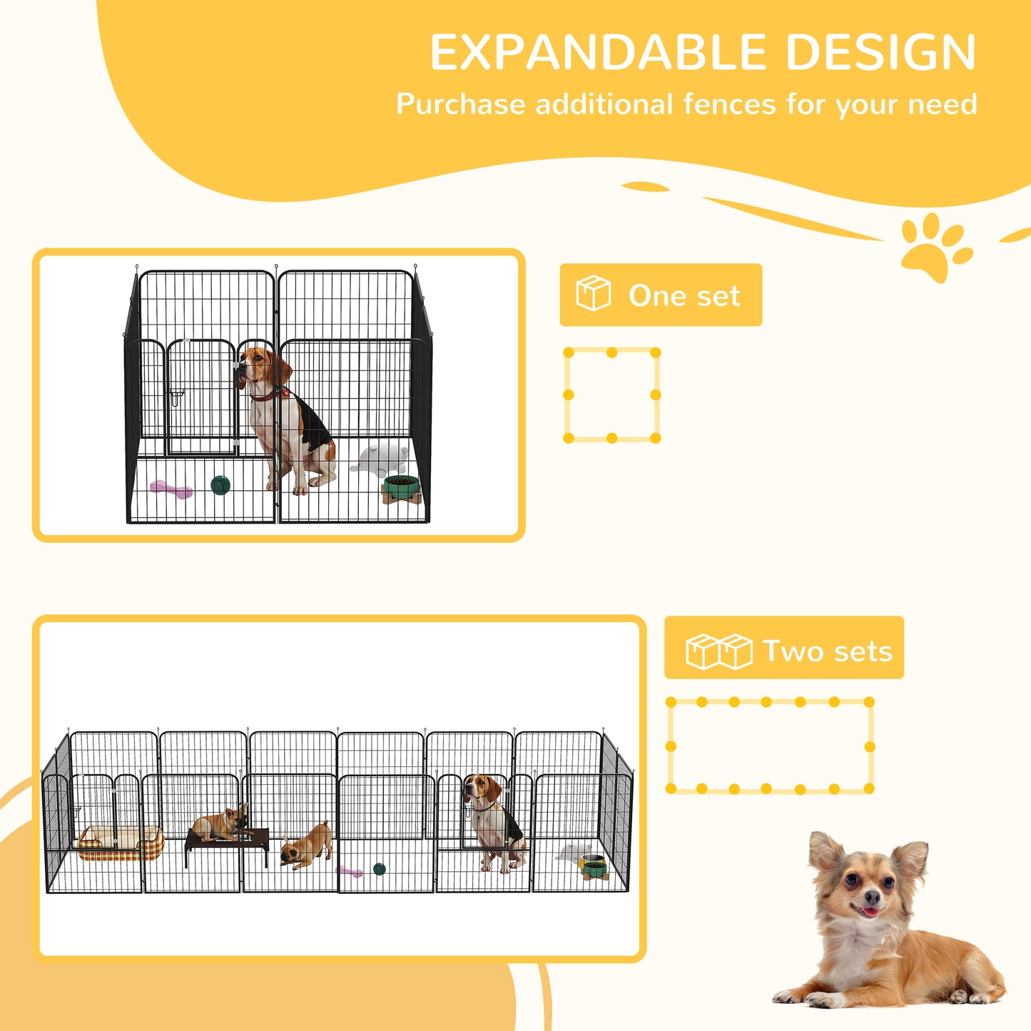 PawHut 8 Panels Heavy Duty Puppy Playpen, for Large, Medium Dogs, Indoor and Outdoor Use - Black