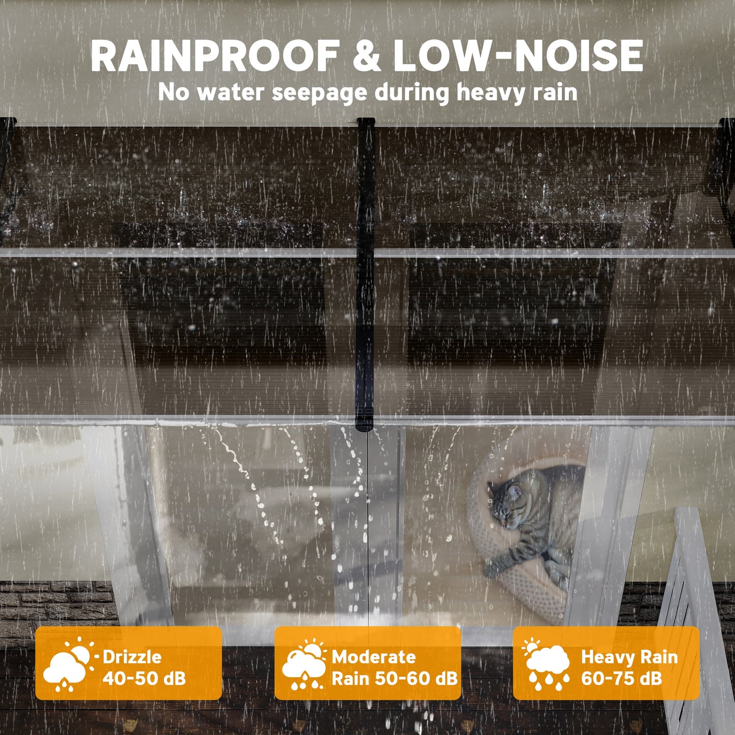 Outsunny Front Door Canopy, Outdoor Awning, Rain Shelter, 200 x 96cm, Brown