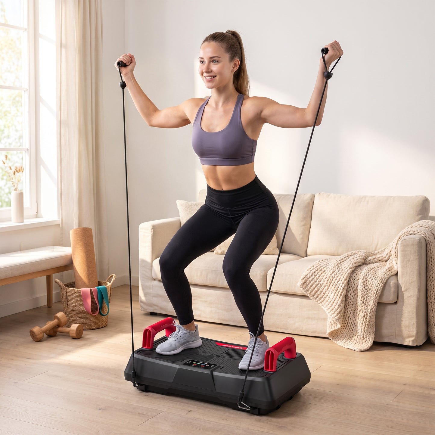 SPORTNOW Vibration Plate Exercise Machine with 99 Speed Levels, 3 Programs, Quiet Vibrating Plate with Resistance Bands