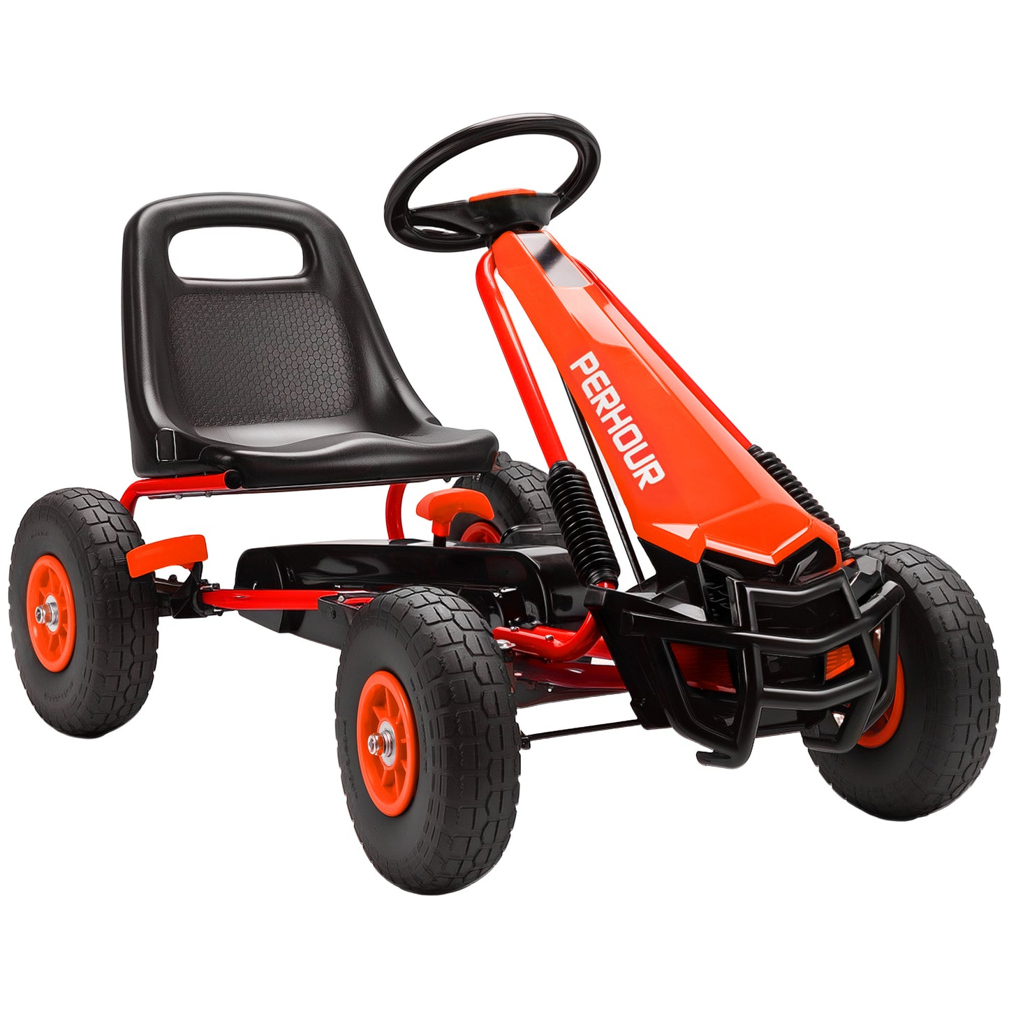 AIYAPLAY Kids Pedal Go Kart with Adjustable Seat, EVA Tyres, Manual Clutch, Brake, Go Kart for Kids 3-8 Years, Red Default Title