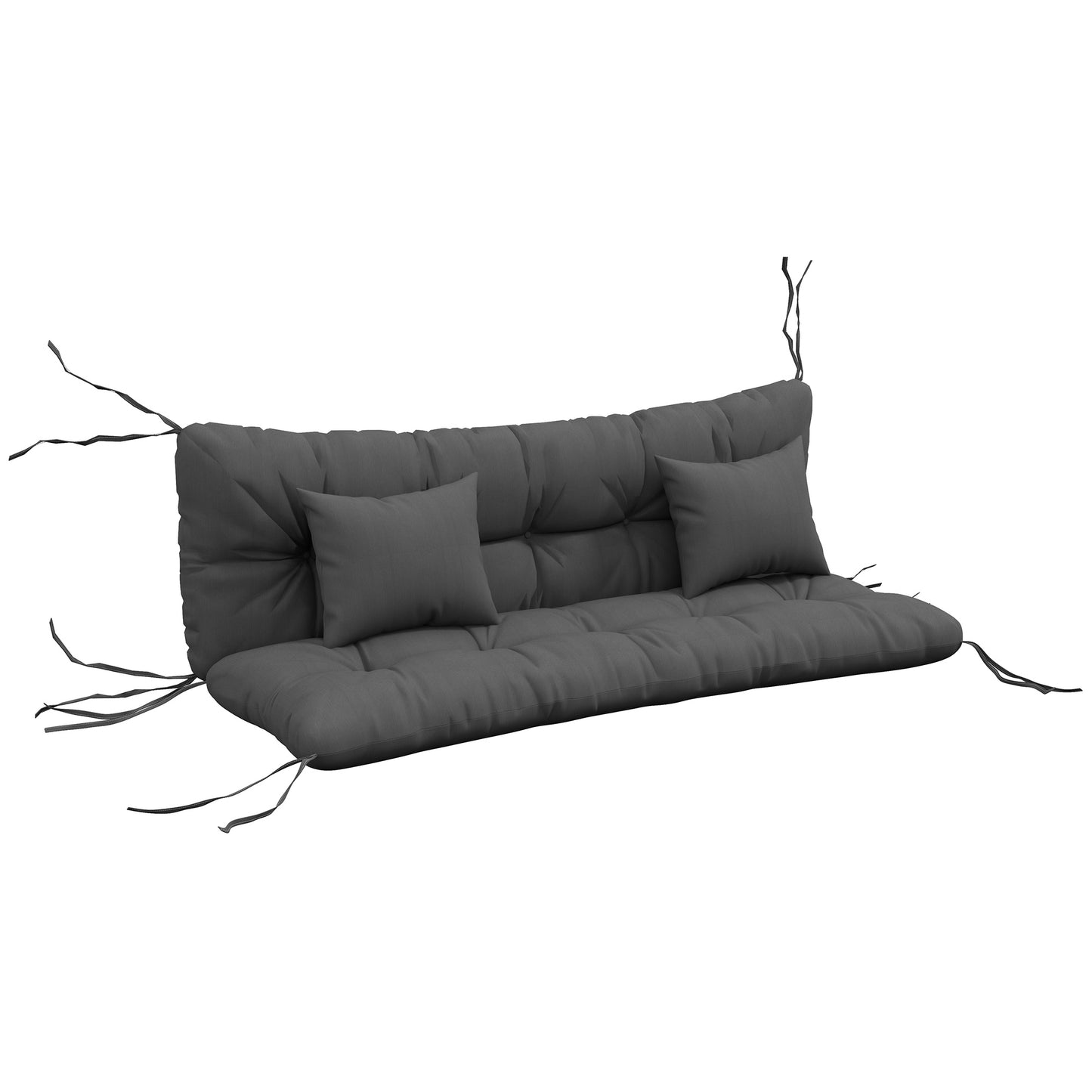 Outsunny Back and Seat Cushion Replacement with 2 Pillows, Patio Chair Cushions Set with Ties, Charcoal Grey Default Title