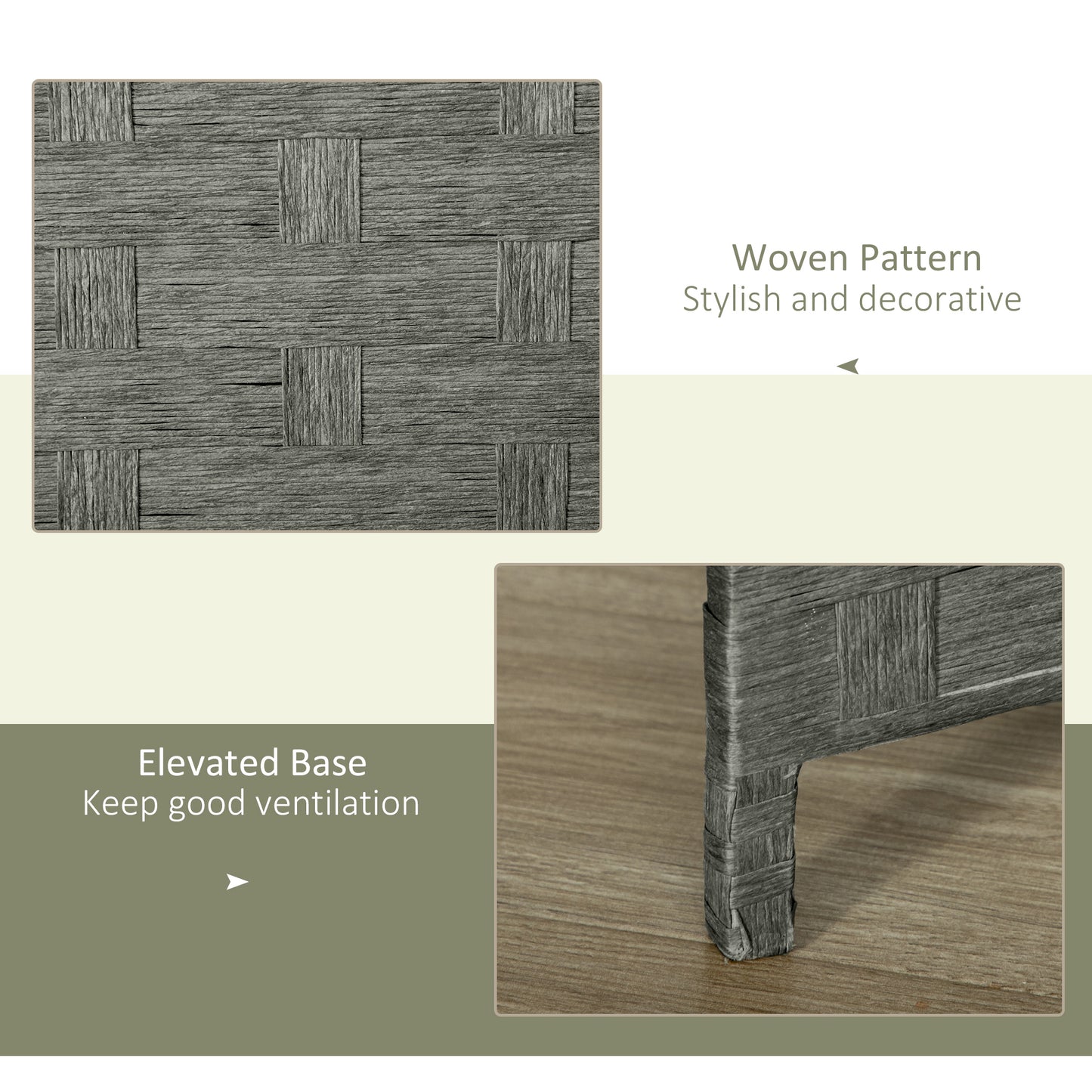 HOMCOM 4-Panel Room Dividers, Wave Fibre Freestanding Folding Privacy Screen Panels, Partition Wall Divider for Indoor Bedroom Office, 170Â cm, Grey