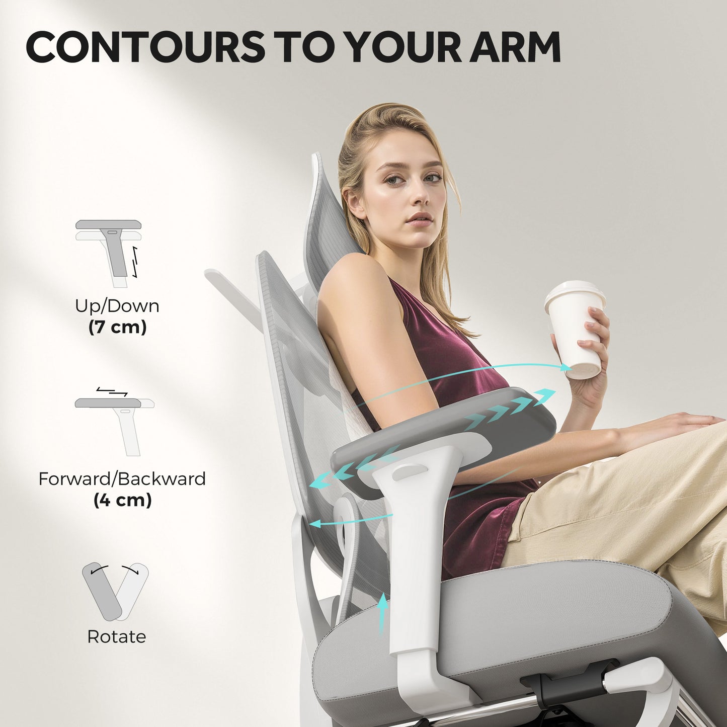 HOMCOM Ergonomic and Adjustable Office Chair - Grey