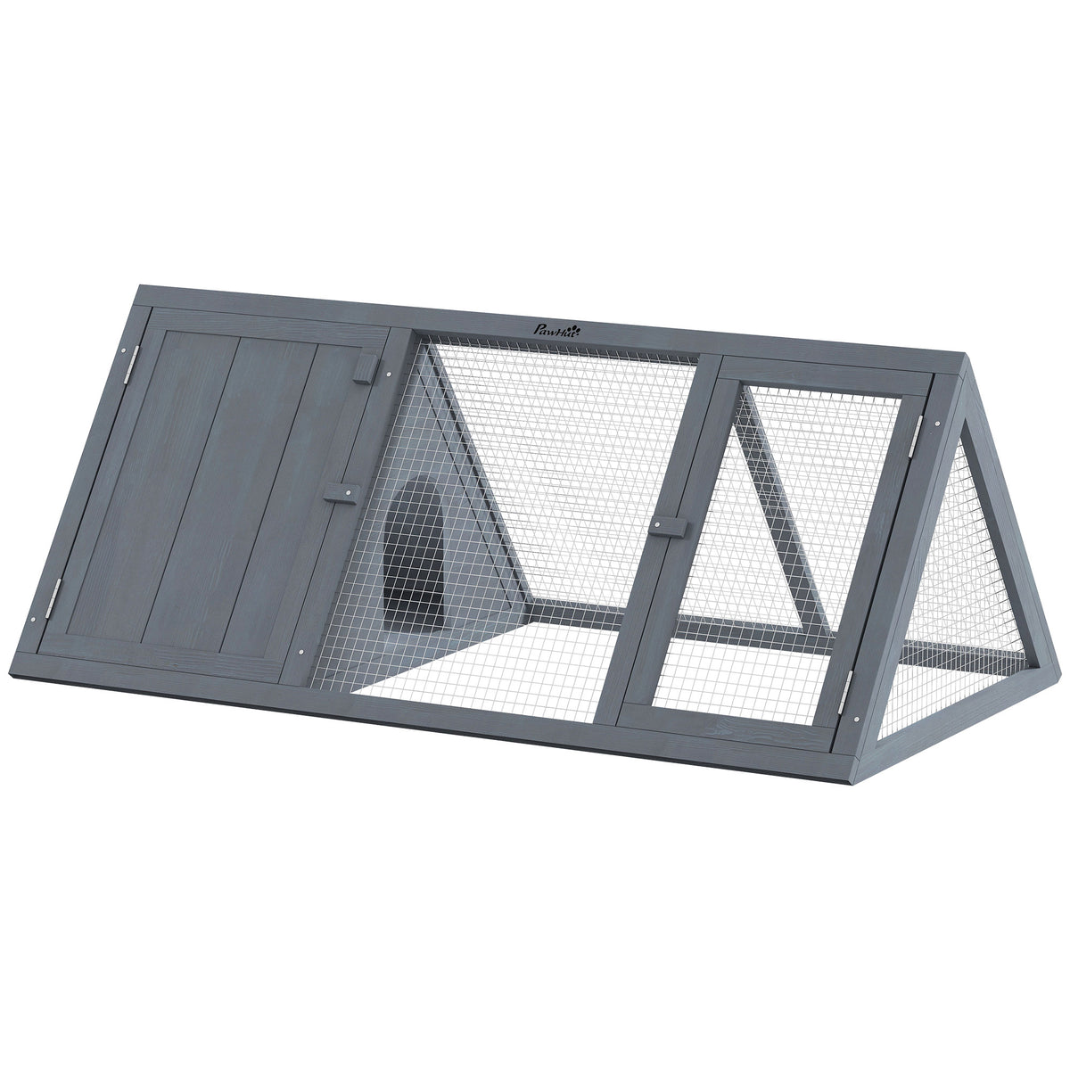 PawHut Rabbit Hutch, Wooden Guinea Pig Hutch with Run and Doors, Outdoor Triangle Bunny House for Rabbits,Duck and Chicken Default Title