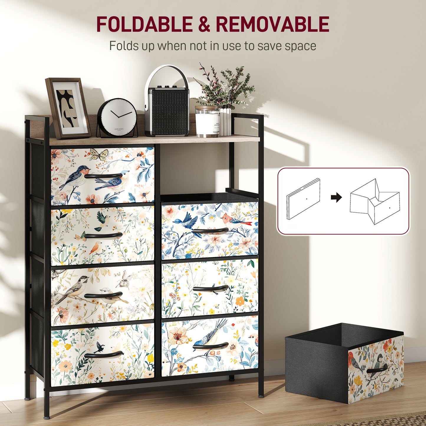 HOMCOM 8-Drawer Chest of Drawers - White