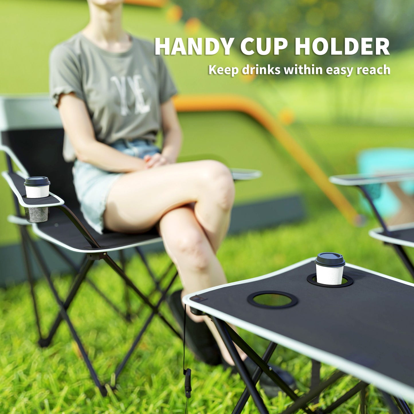 Outsunny Four-Piece Portable Picnic Table Set - Grey