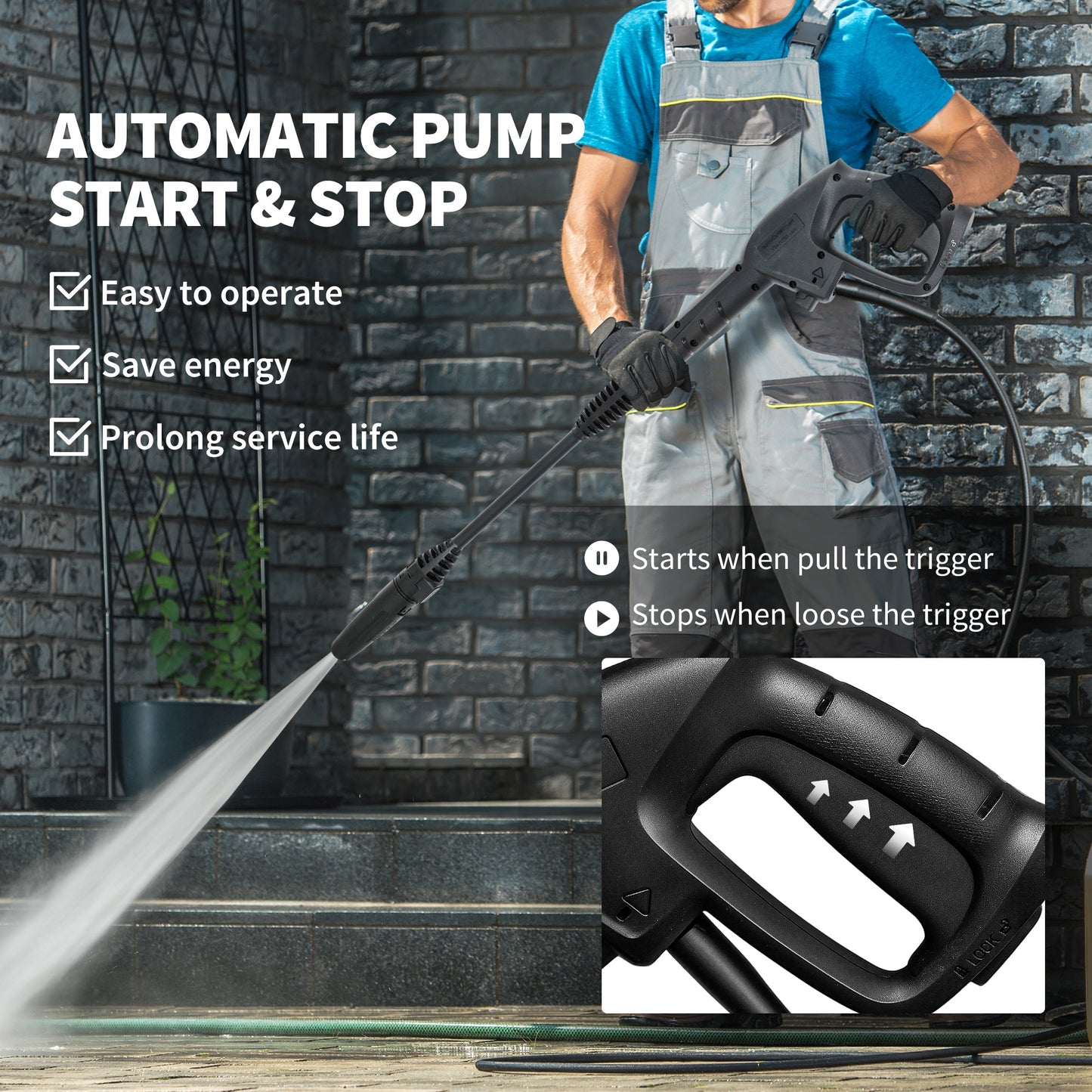 Outsunny 1800W 150-Bar Pressure Washer, with Adjustable Nozzle - Yellow