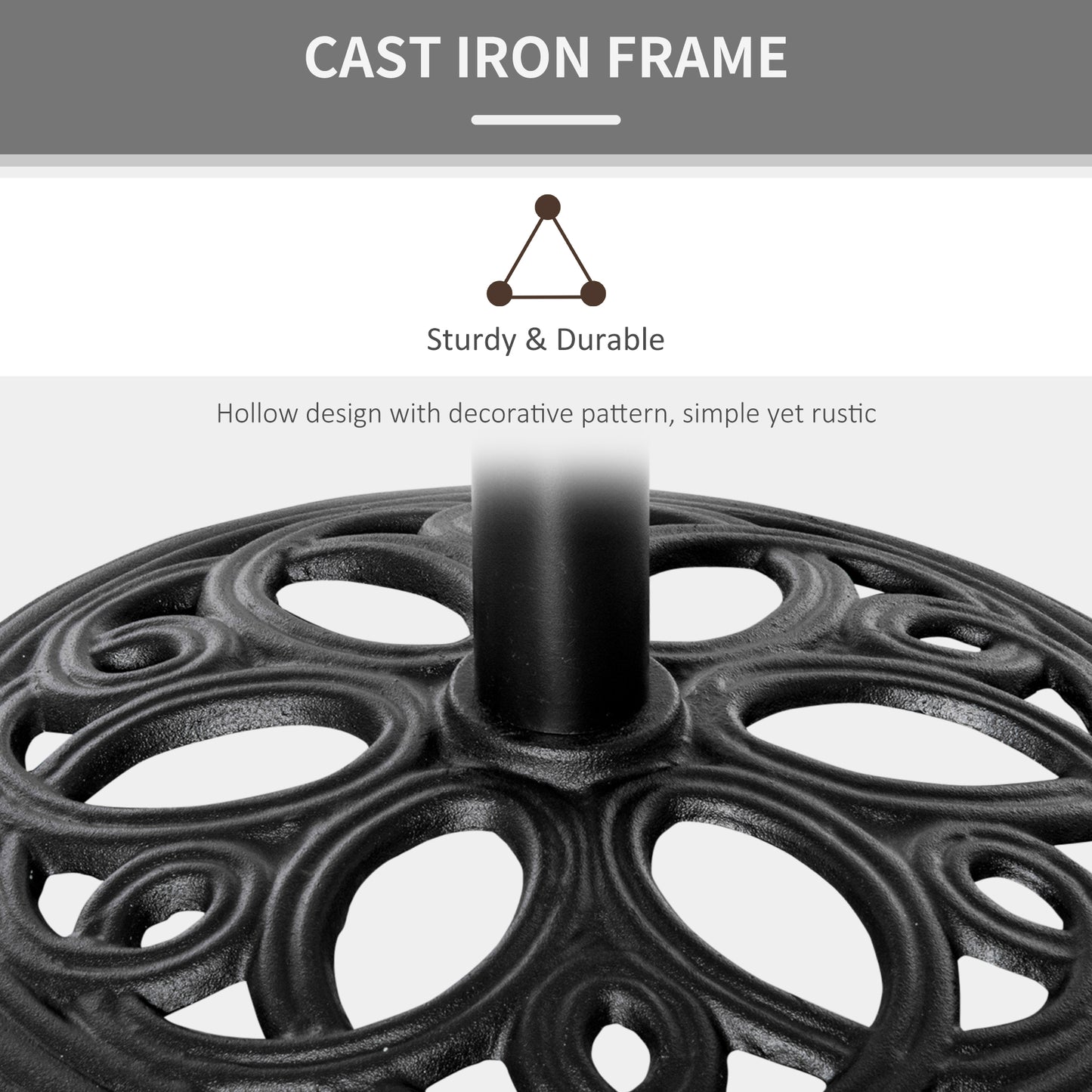Outsunny 11.5 kg Cast Metal Round Patio Umbrella Base Stand, Umbrella Holder for Outdoor, Patio, Garden, Black